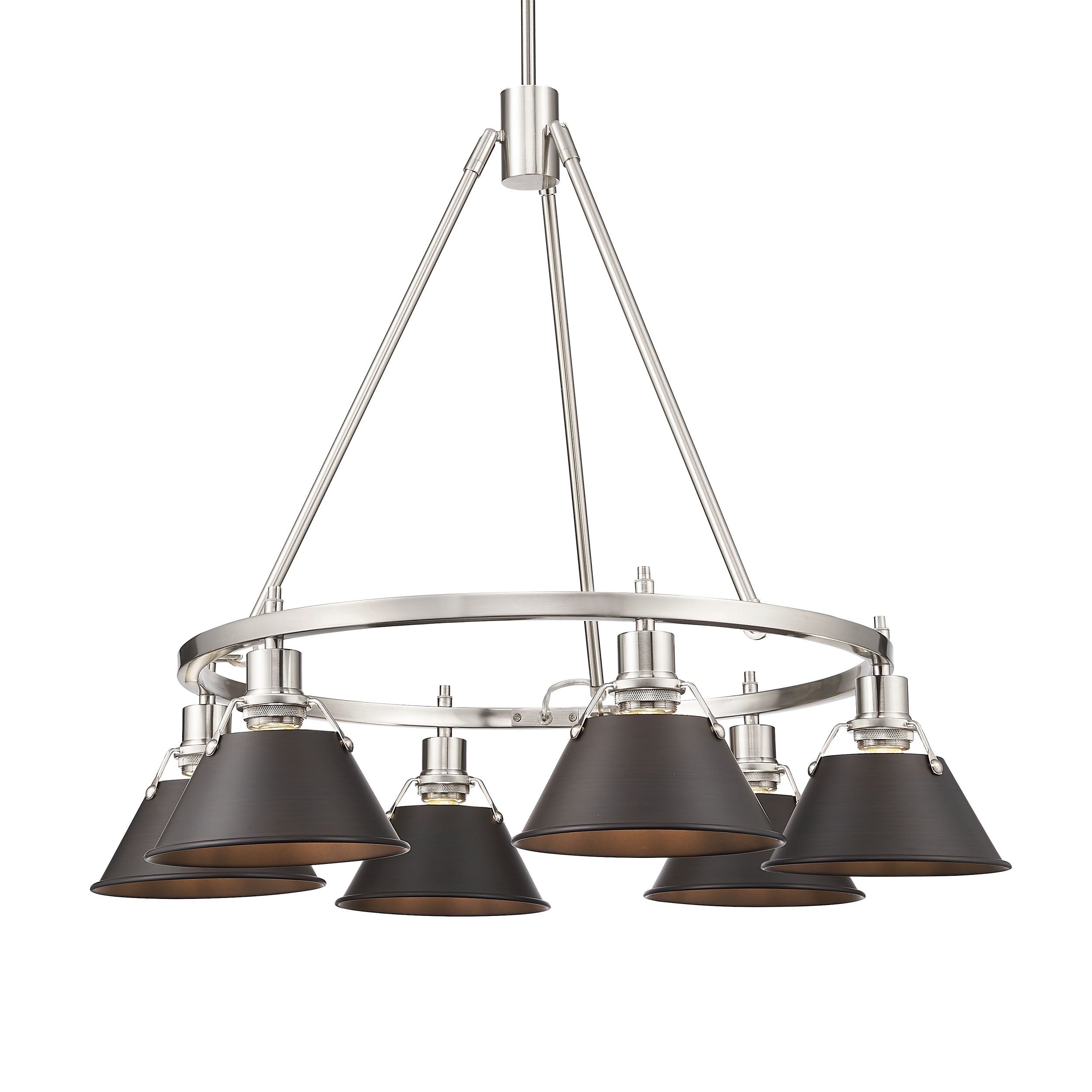 Yep by Golden Lighting Orwell 6-light Chandelier in Pewter and Rubbed Bronze shade - Default Title - Golden Lighting