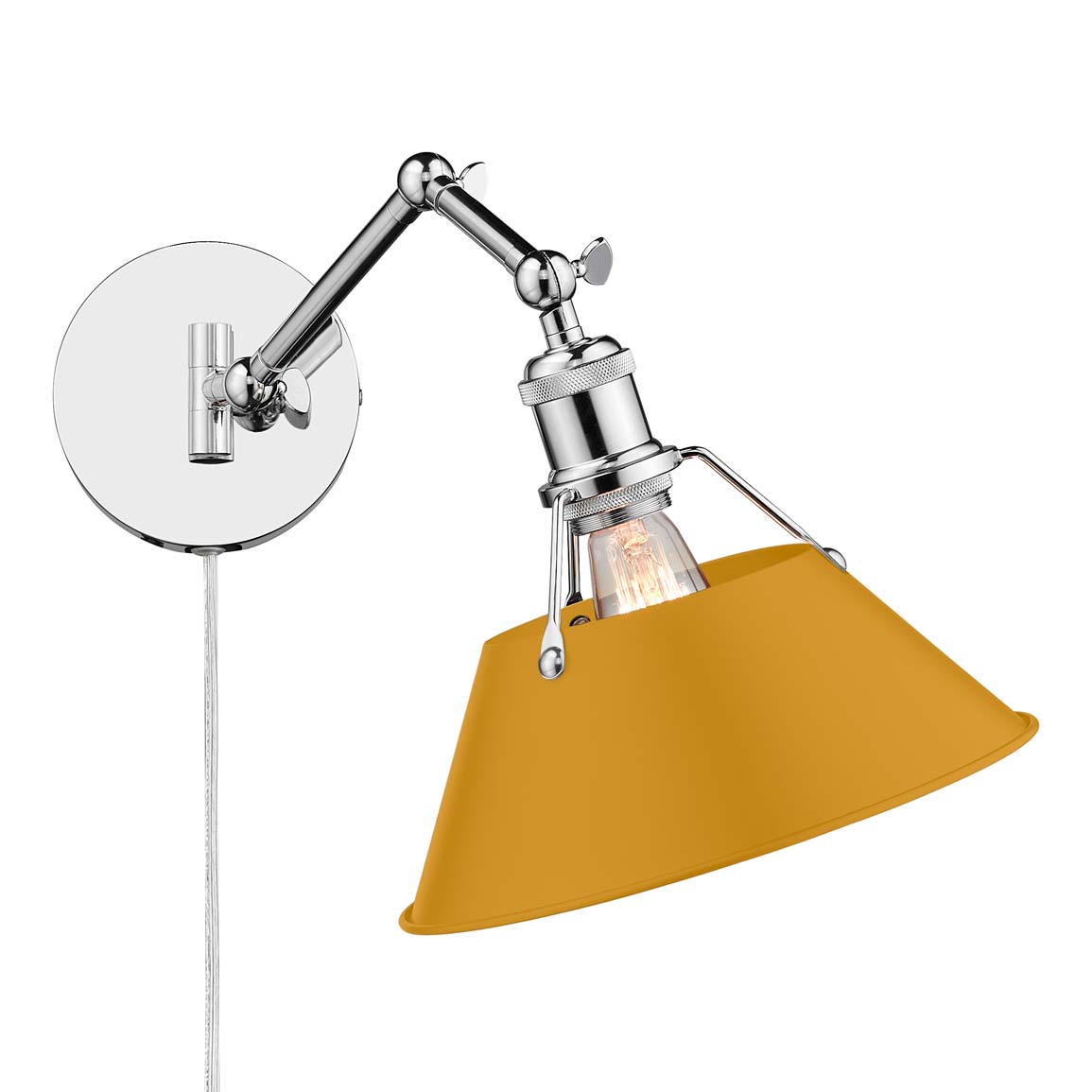 Yep by Golden Lighting Orwell 1-light Swing Arm Wall Lamp in Chrome and Auric Yellow shade - - Golden Lighting