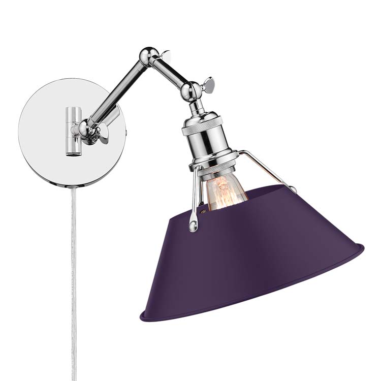 Yep by Golden Lighting Orwell 1-light Swing Arm Wall Lamp in Chrome and Exotic Purple shade - - Golden Lighting