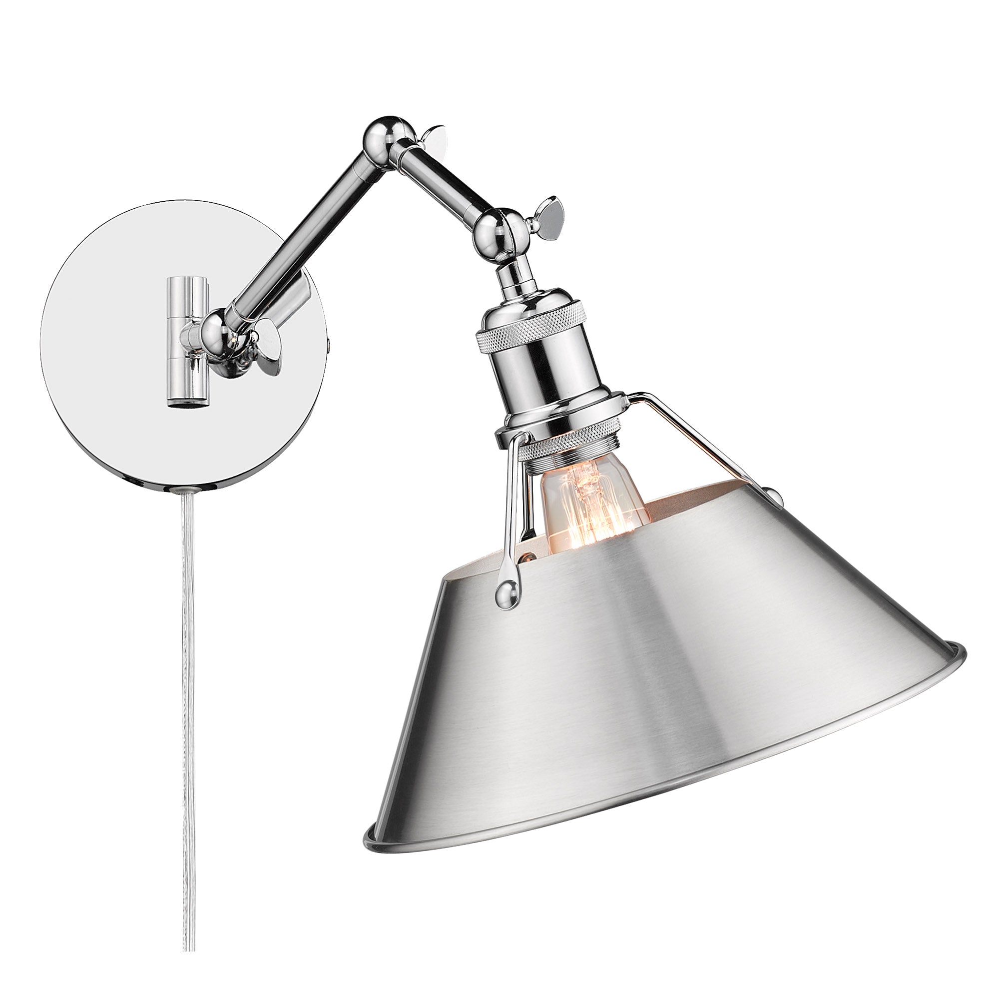 Yep by Golden Lighting Orwell 1-light Swing Arm Wall Lamp in Chrome and Pewter shade - - Golden Lighting