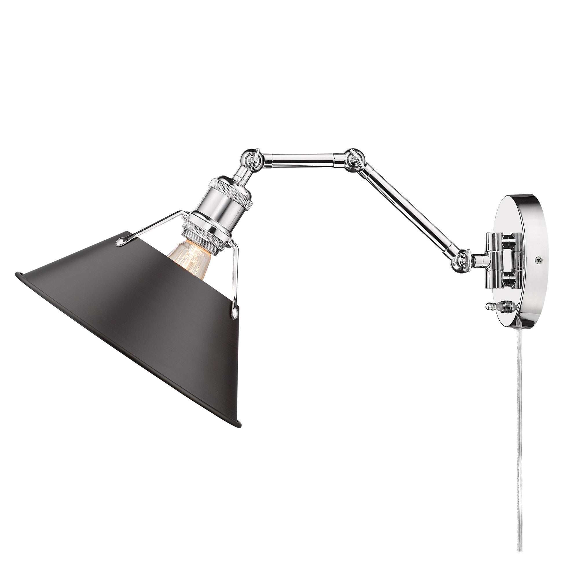 Yep by Golden Lighting Orwell 1-light Swing Arm Wall Lamp in Chrome and Rubbed Bronze shade - - Golden Lighting