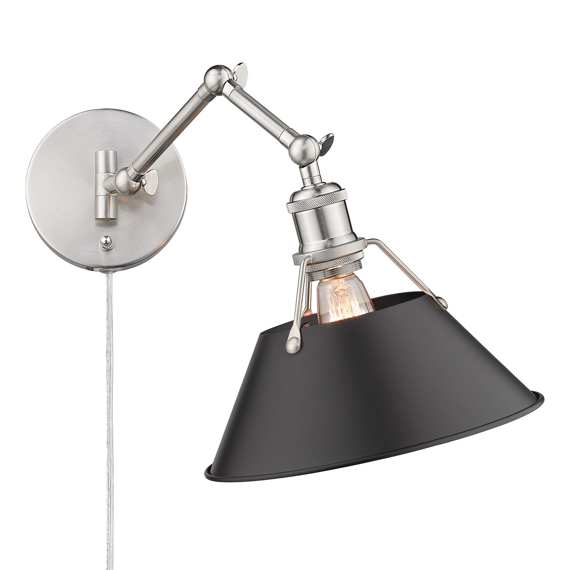 Yep by Golden Lighting Orwell 1-light Swing Arm Wall Lamp in Pewter and Matte Black shade - - Golden Lighting