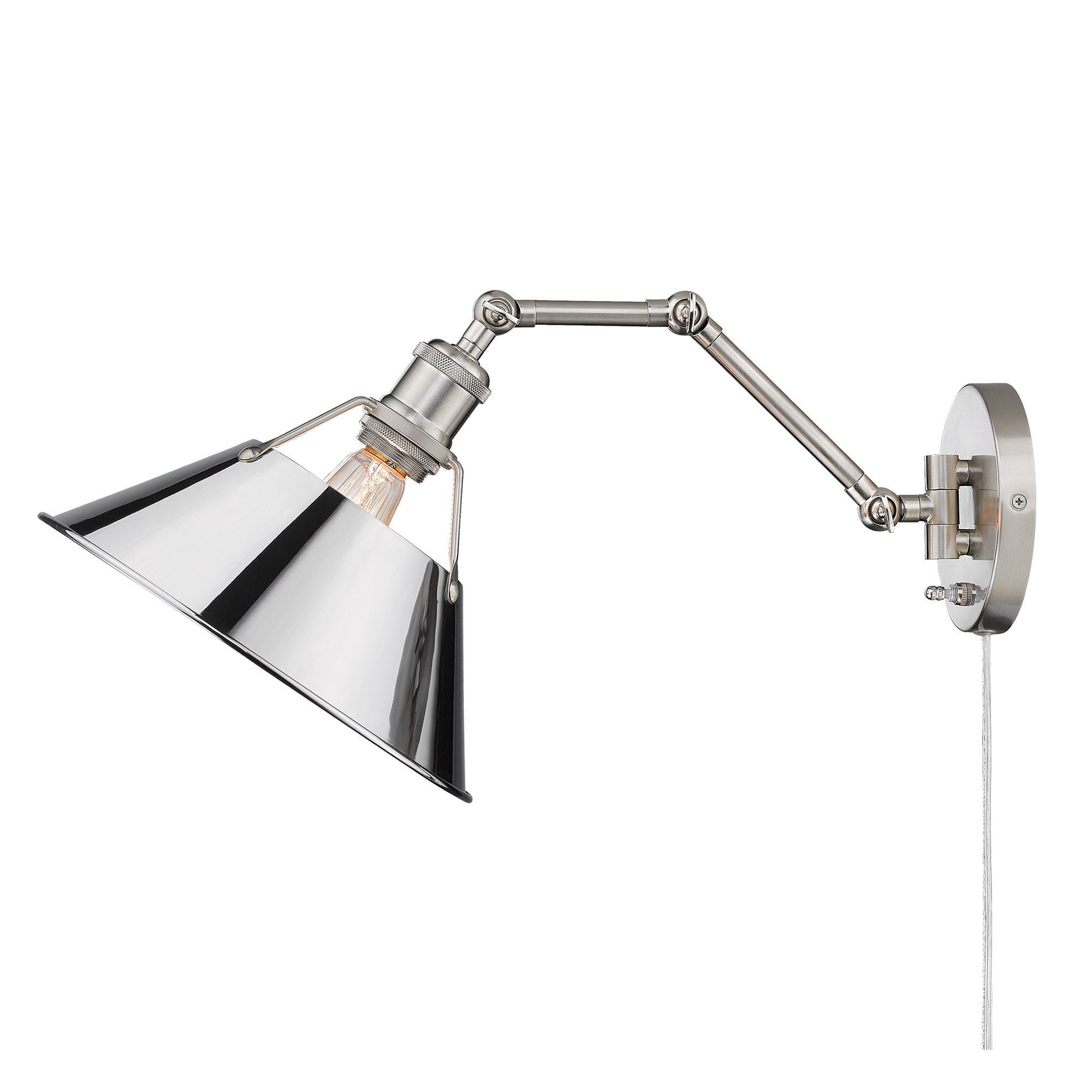 Yep by Golden Lighting Orwell 1-light Swing Arm Wall Lamp in Pewter and Chrome shade - - Golden Lighting