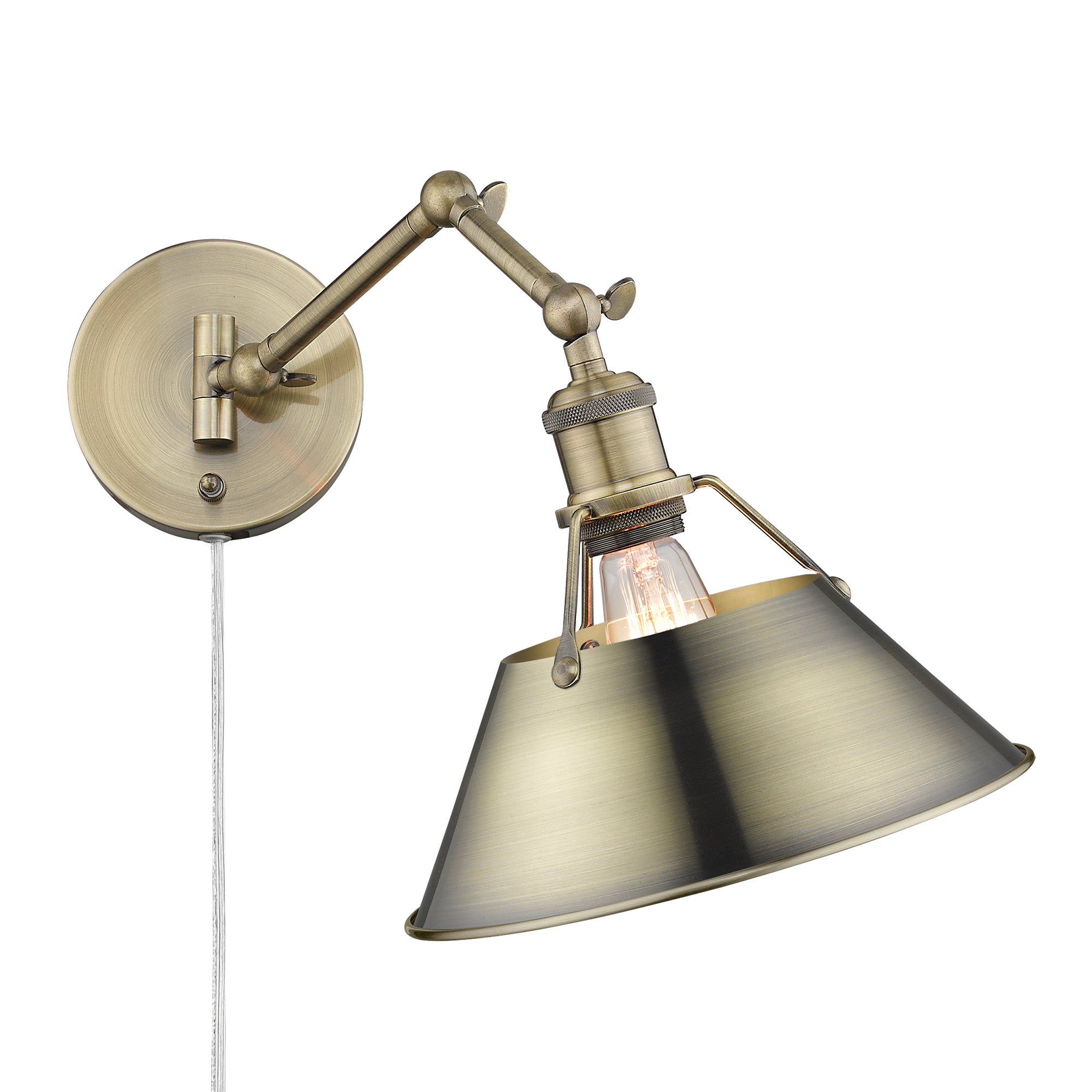 Yep by Golden Lighting Orwell 1-light Swing Arm Wall Lamp in Aged Brass - Default Title - Golden Lighting