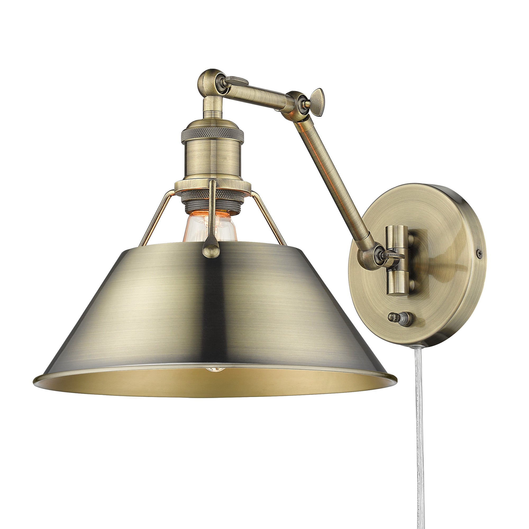 Yep by Golden Lighting Orwell 1-light Swing Arm Wall Lamp in Aged Brass - - Golden Lighting