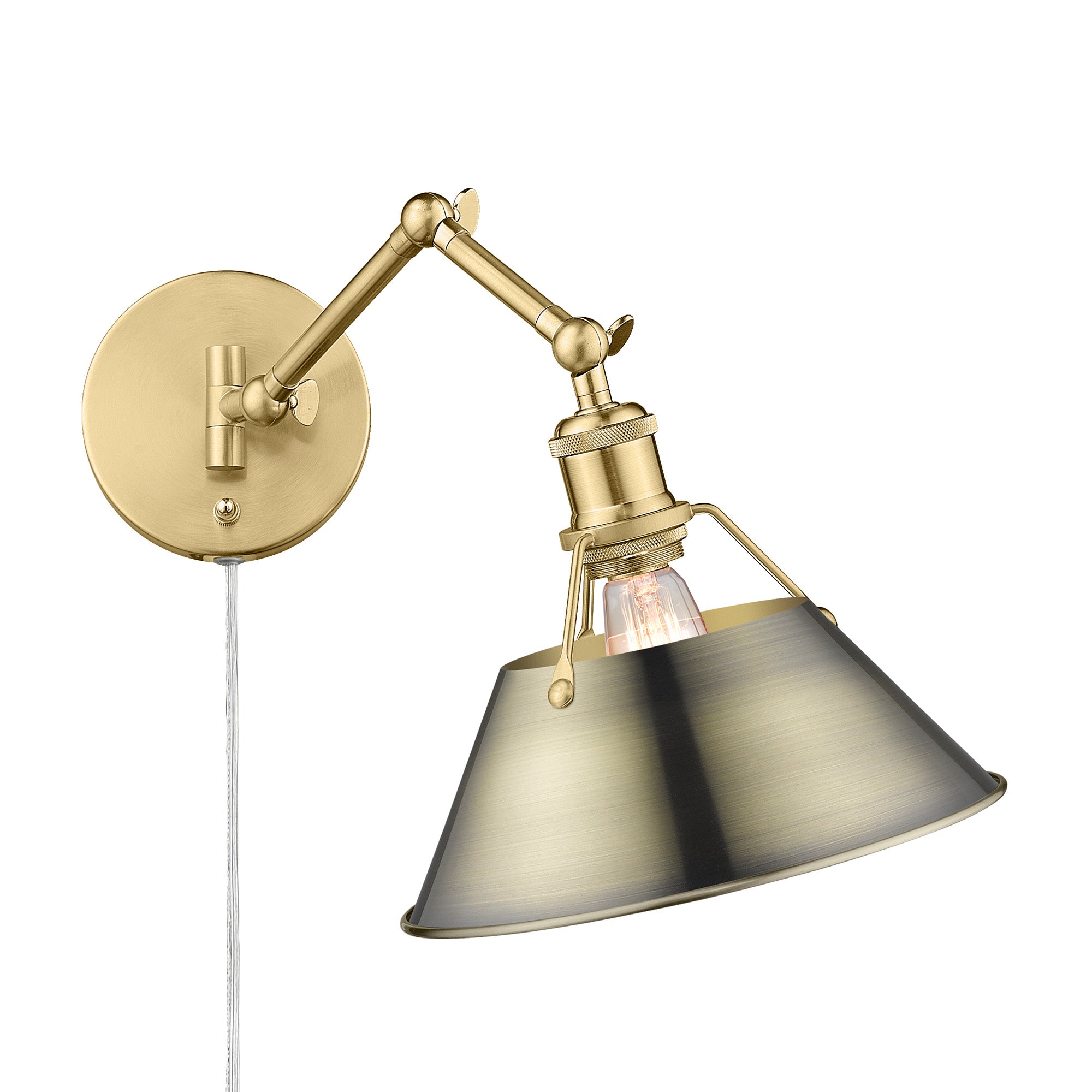 Yep by Golden Lighting Orwell 1-light Swing Arm in Brushed Champagne Brass and Aged Brass shade - Default Title - Golden Lighting