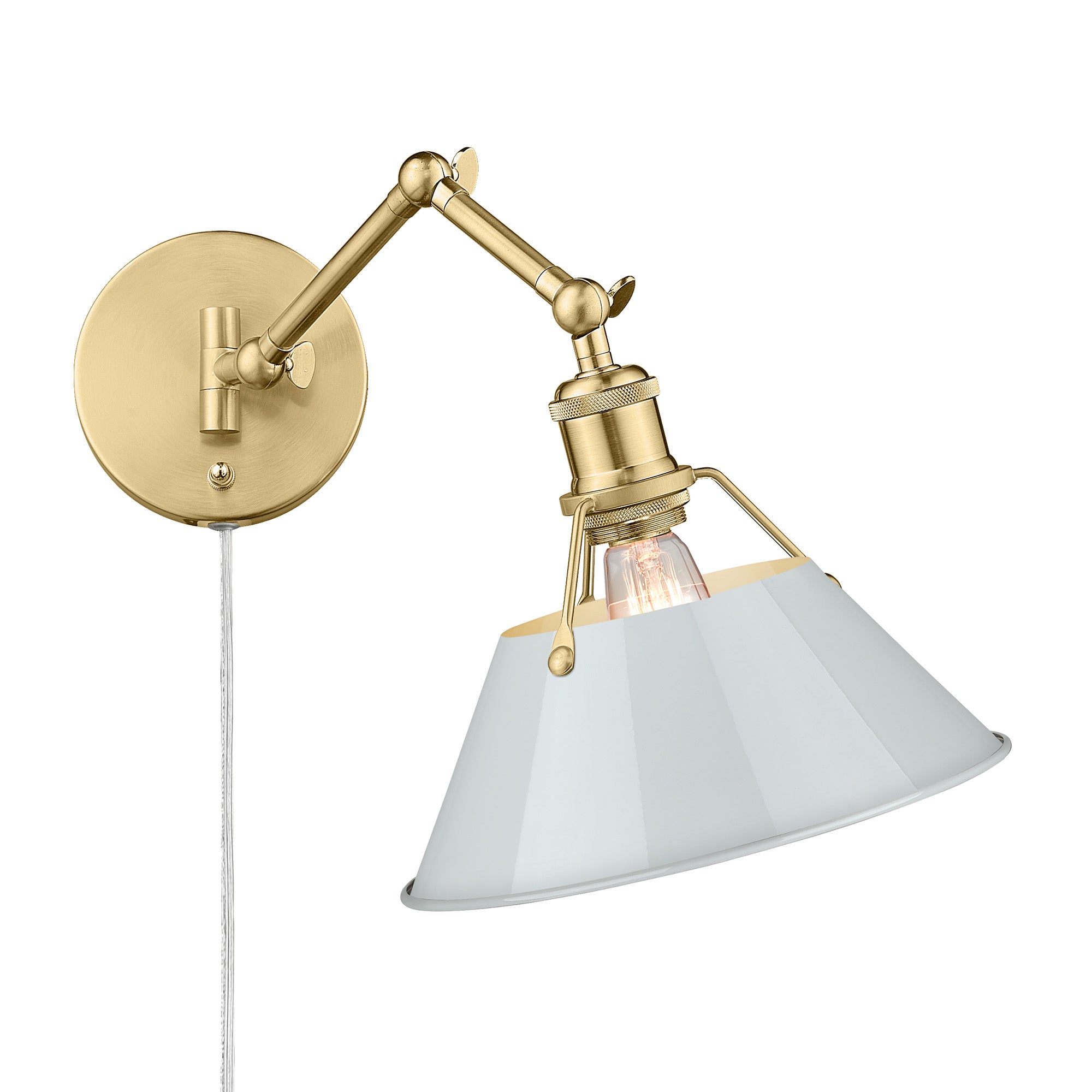 Yep by Golden Lighting Orwell 1-light Swing Arm in Brushed Champagne Brass and Dusky Blue shade - Default Title - Golden Lighting