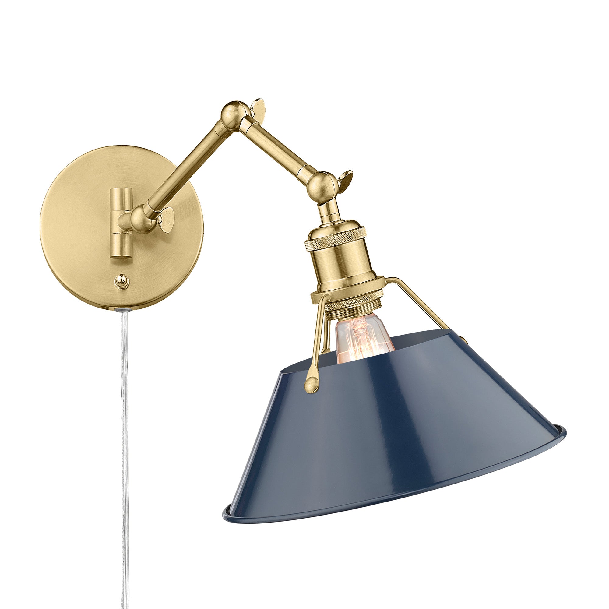 Yep by Golden Lighting Orwell 1-light Swing Arm in Brushed Champagne Brass and Navy Blue shade - Default Title - Golden Lighting
