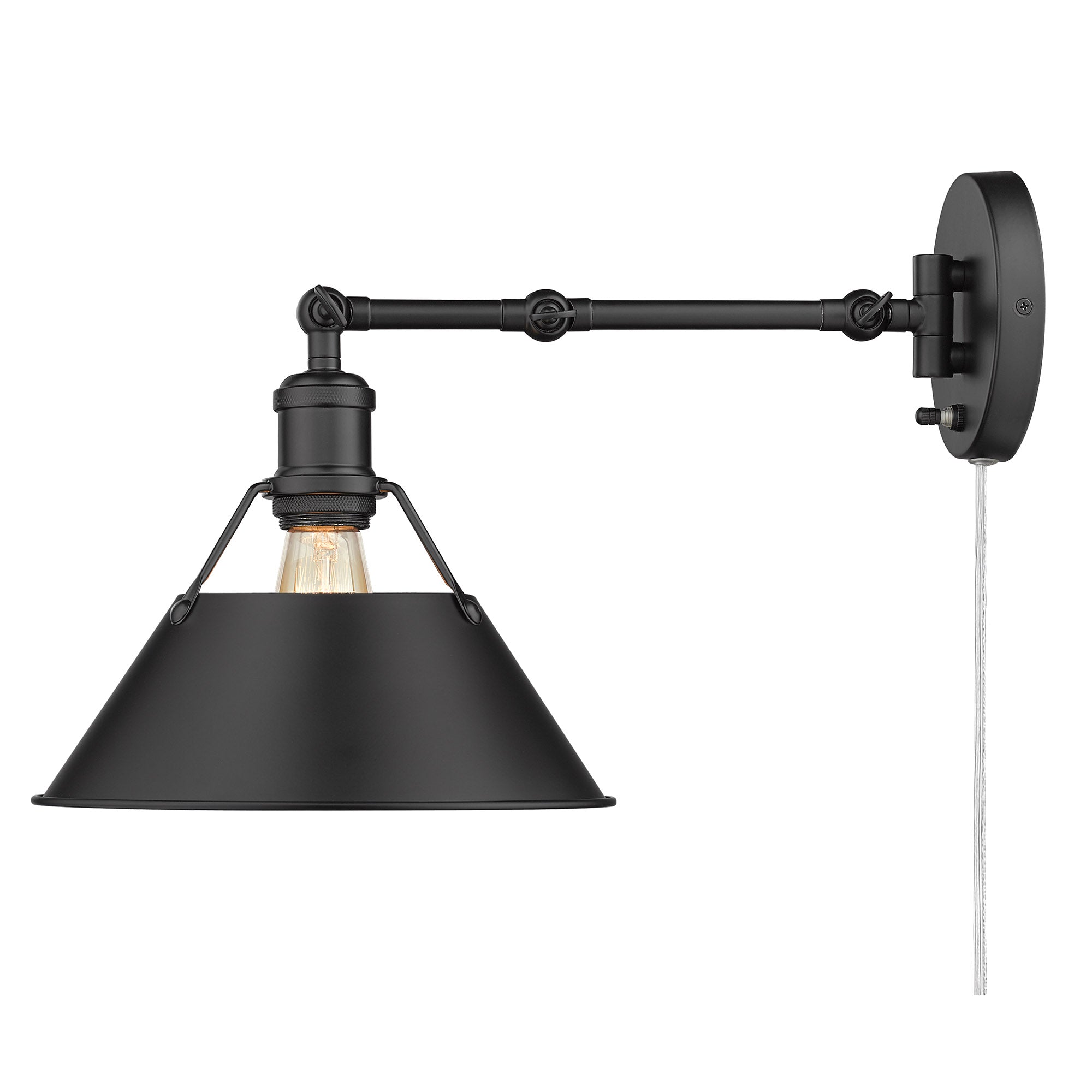 Yep by Golden Lighting Orwell 1-light Swing Arm Wall Lamp in Matte Black - - Golden Lighting