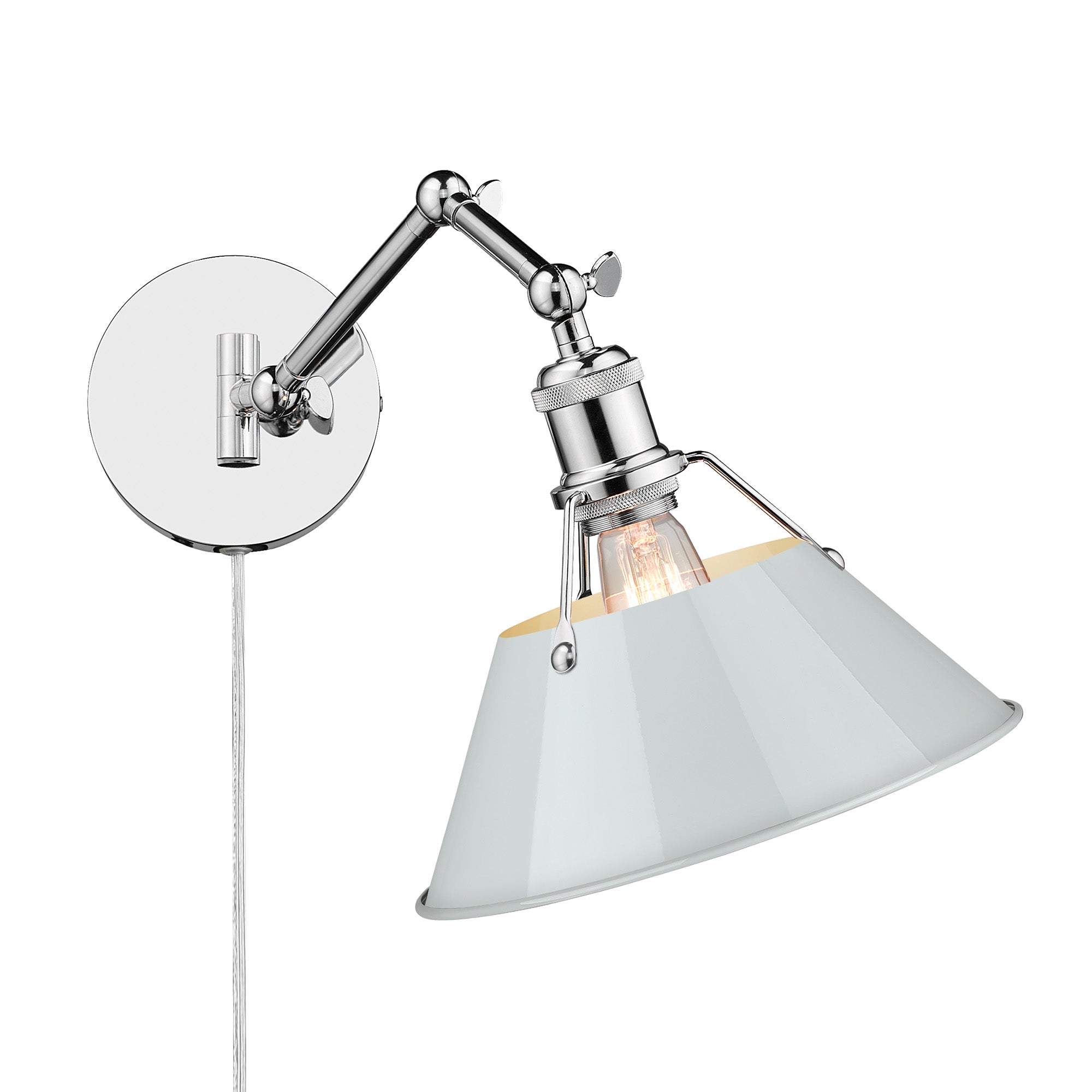 Yep by Golden Lighting Orwell 1-light Swing Arm Wall Lamp in Chrome and Dusky Blue shade - - Golden Lighting