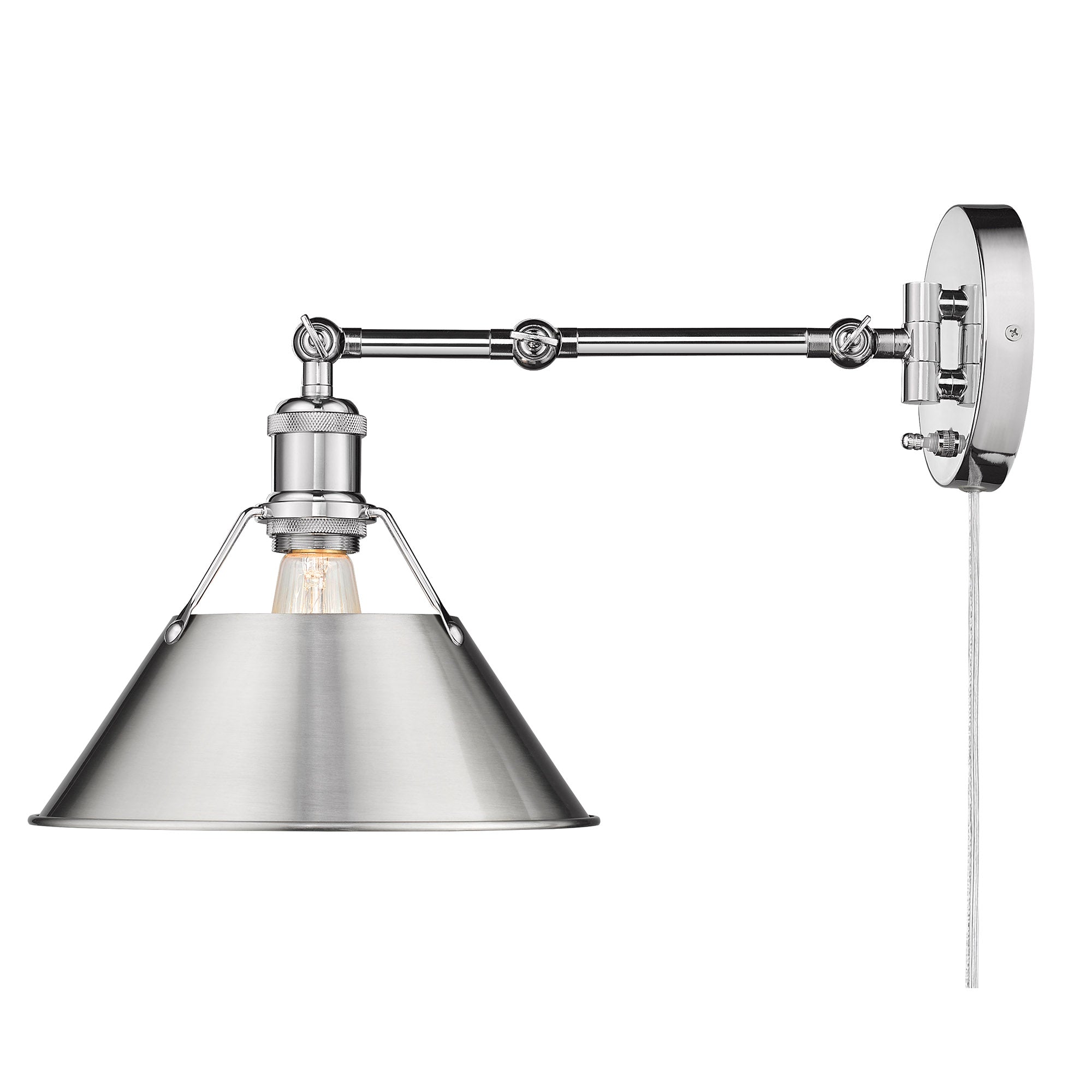 Yep by Golden Lighting Orwell 1-light Swing Arm Wall Lamp in Chrome and Pewter shade - Default Title - Golden Lighting
