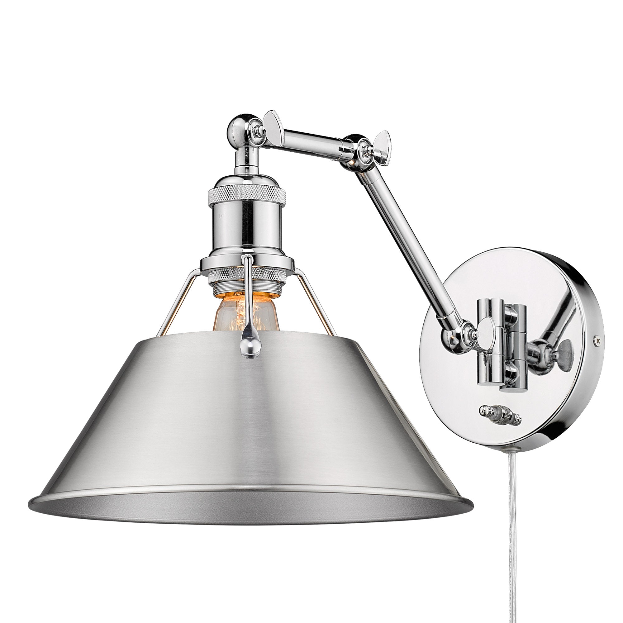 Yep by Golden Lighting Orwell 1-light Swing Arm Wall Lamp in Chrome and Pewter shade - Default Title - Golden Lighting