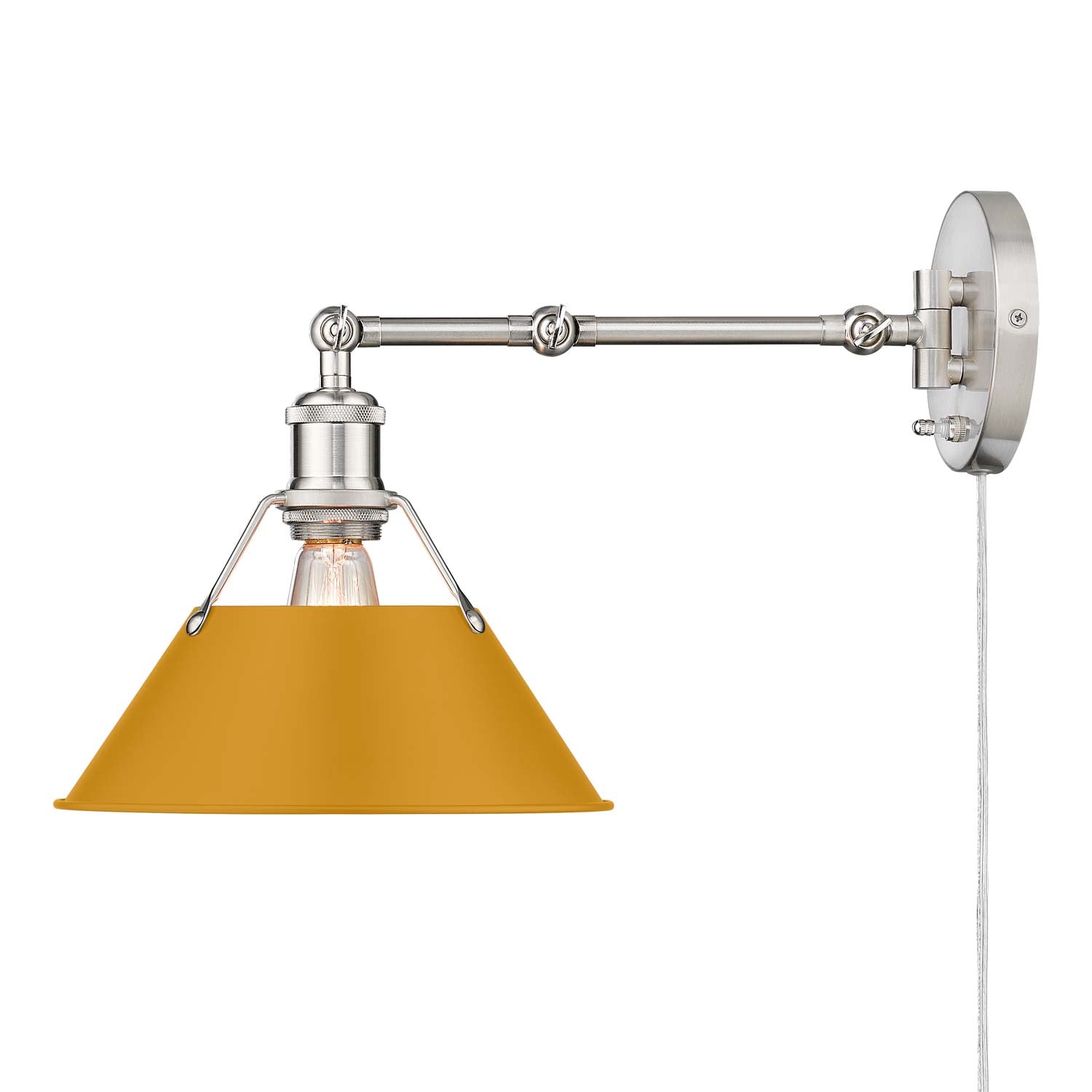Yep by Golden Lighting Orwell 1-light Swing Arm Wall Lamp in Pewter and Auric Yellow shade