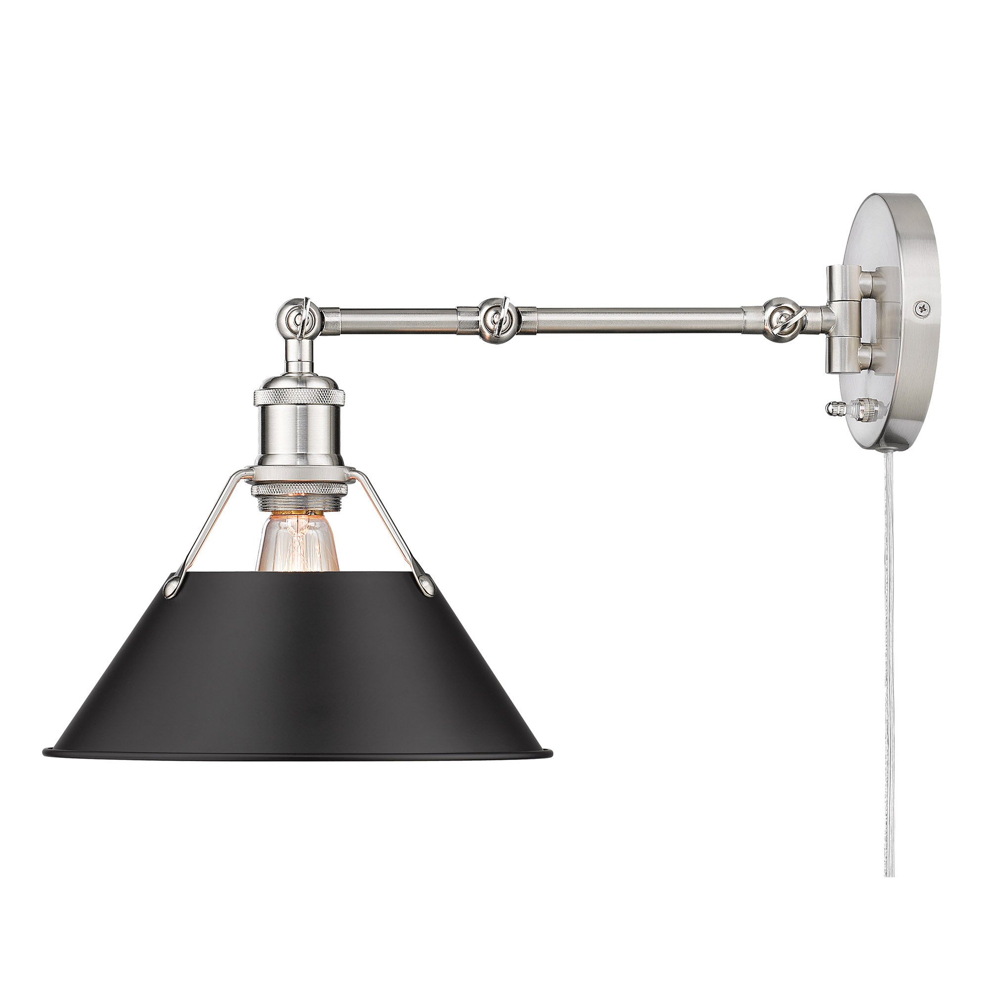 Yep by Golden Lighting Orwell 1-light Swing Arm Wall Lamp in Pewter and Matte Black shade