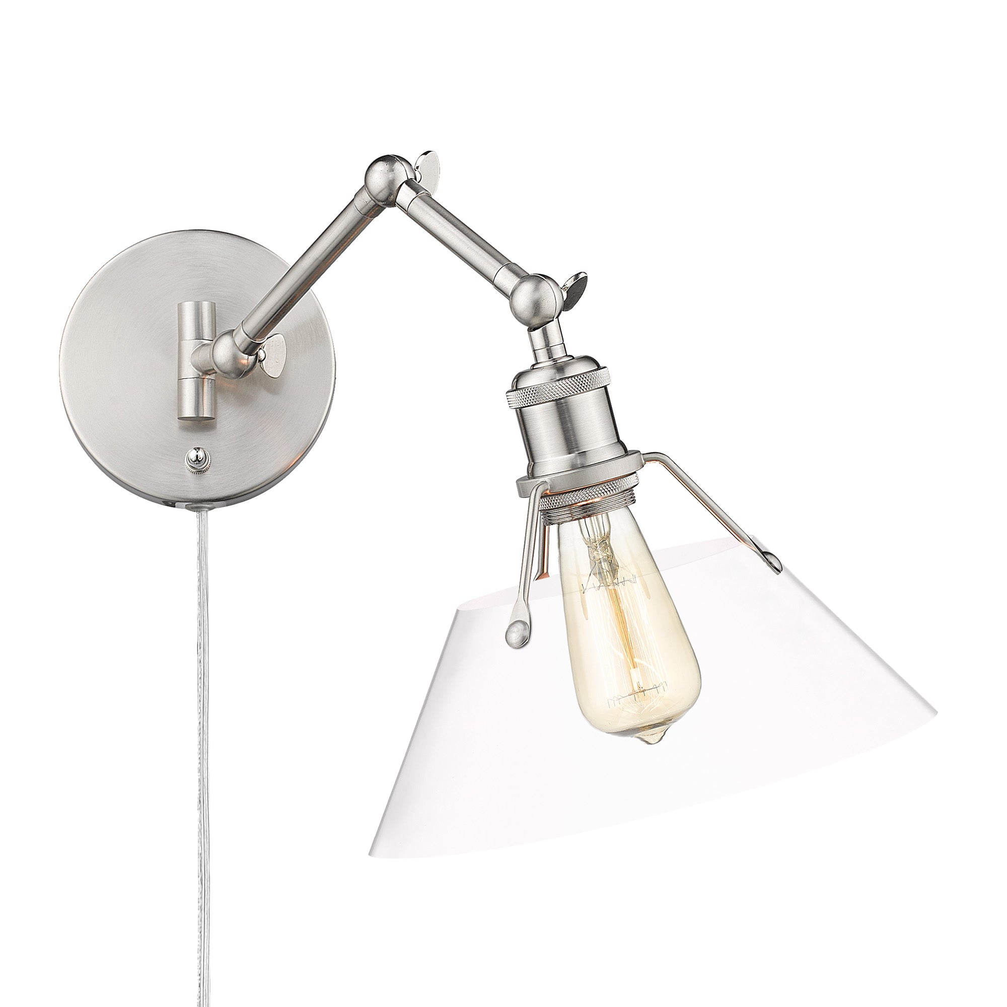 Yep by Golden Lighting Orwell 1-light Swing Arm Wall Lamp in Pewter and Clear Glass - Default Title - Golden Lighting