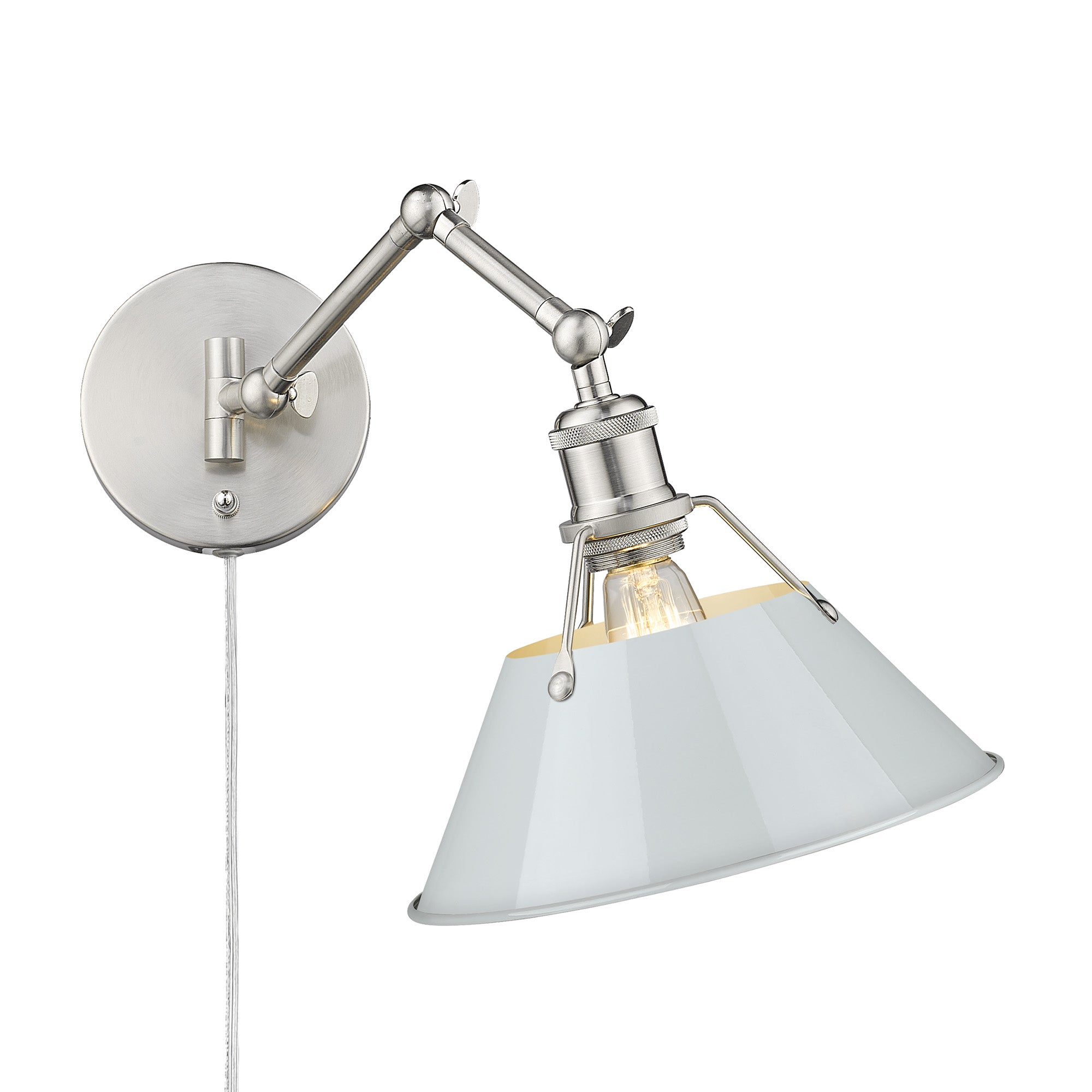 Yep by Golden Lighting Orwell 1-light Swing Arm Wall Lamp in Pewter and Dusky Blue shade - - Golden Lighting
