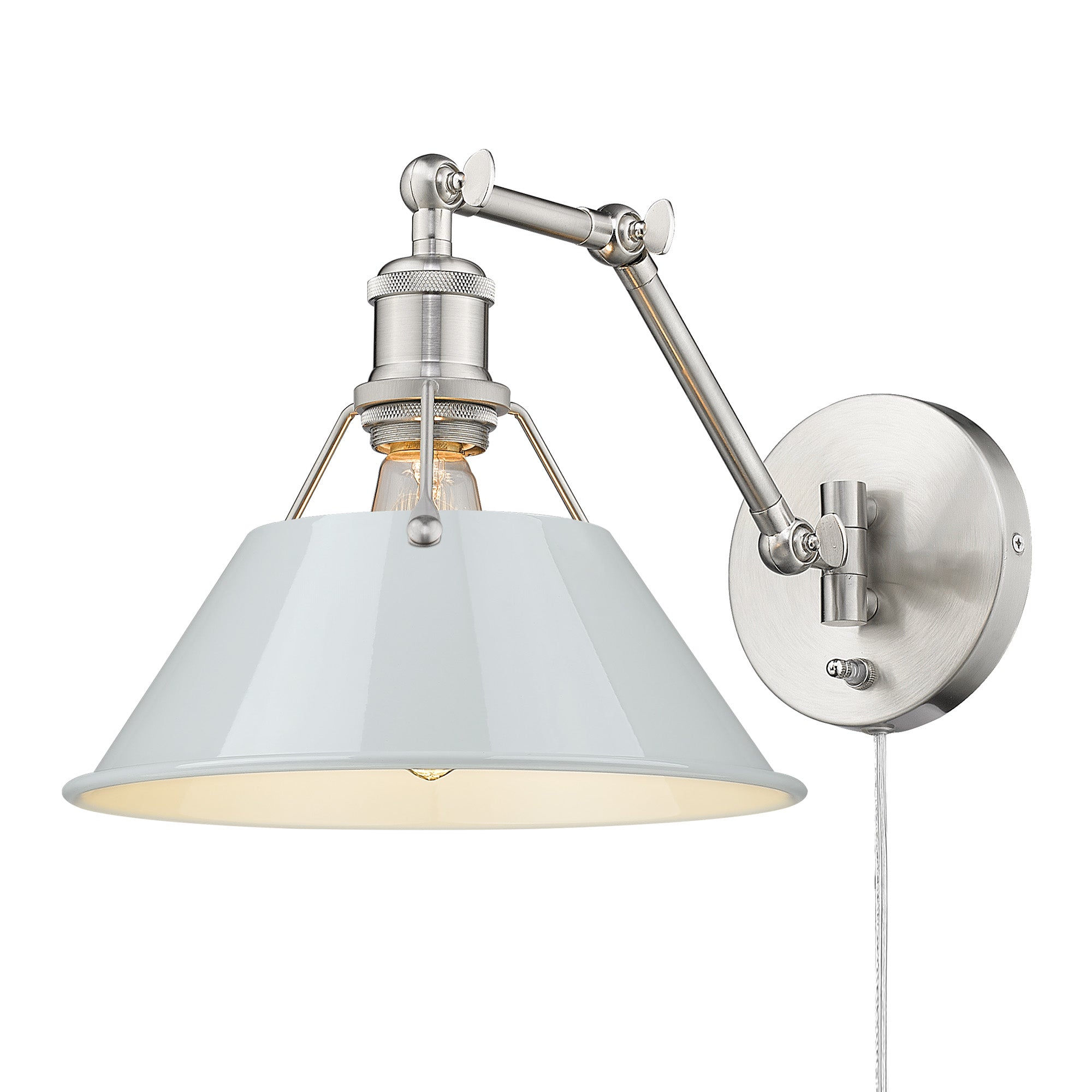 Yep by Golden Lighting Orwell 1-light Swing Arm Wall Lamp in Pewter and Dusky Blue shade - - Golden Lighting