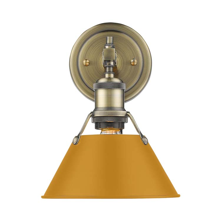 Yep by Golden Lighting Orwell 1-light Vanity in Aged Brass and Auric Yellow shade - - Golden Lighting