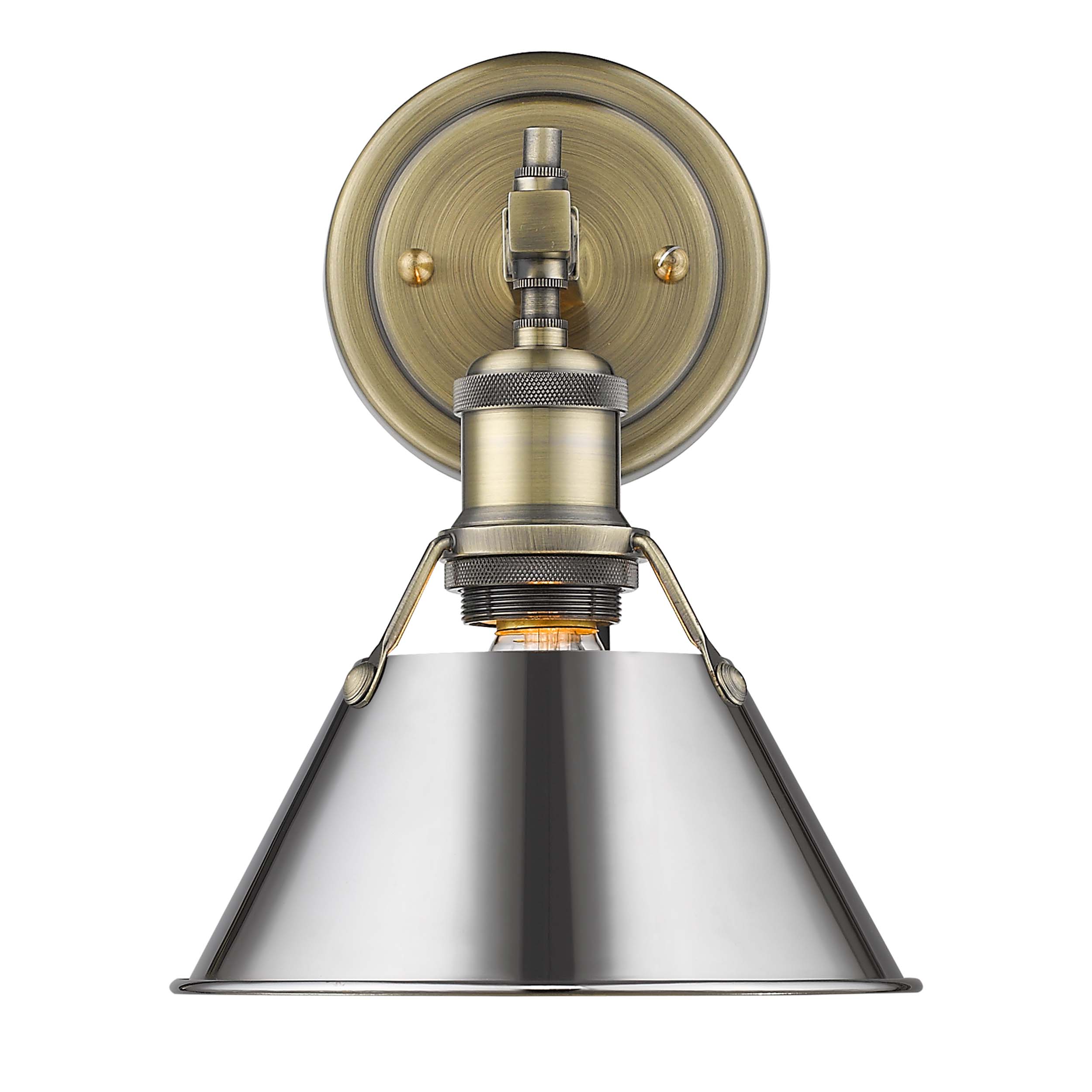 Yep by Golden Lighting Orwell 1-light Vanity in Aged Brass and Chrome shade - - Golden Lighting