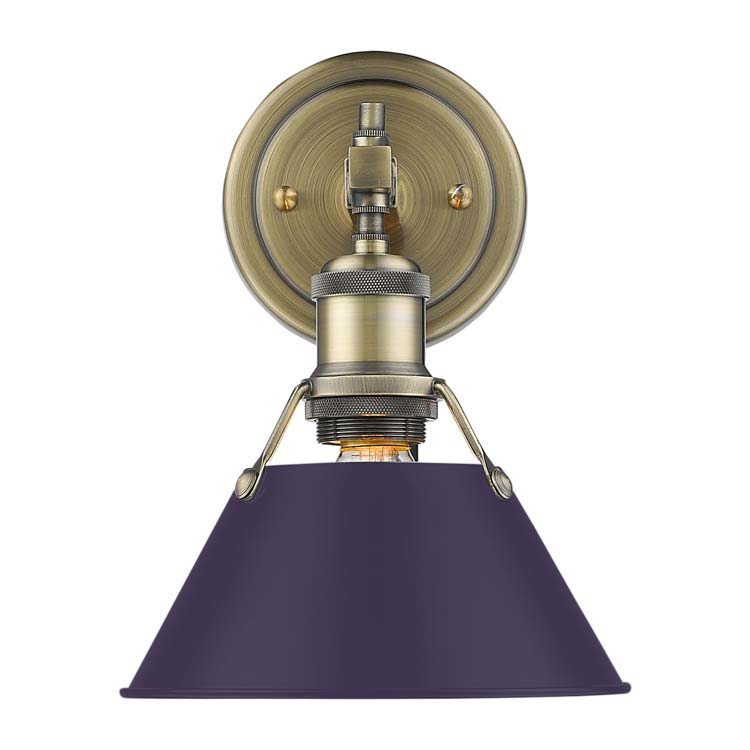 Yep by Golden Lighting Orwell 1-light Vanity in Aged Brass and Exotic Purple shade - - Golden Lighting