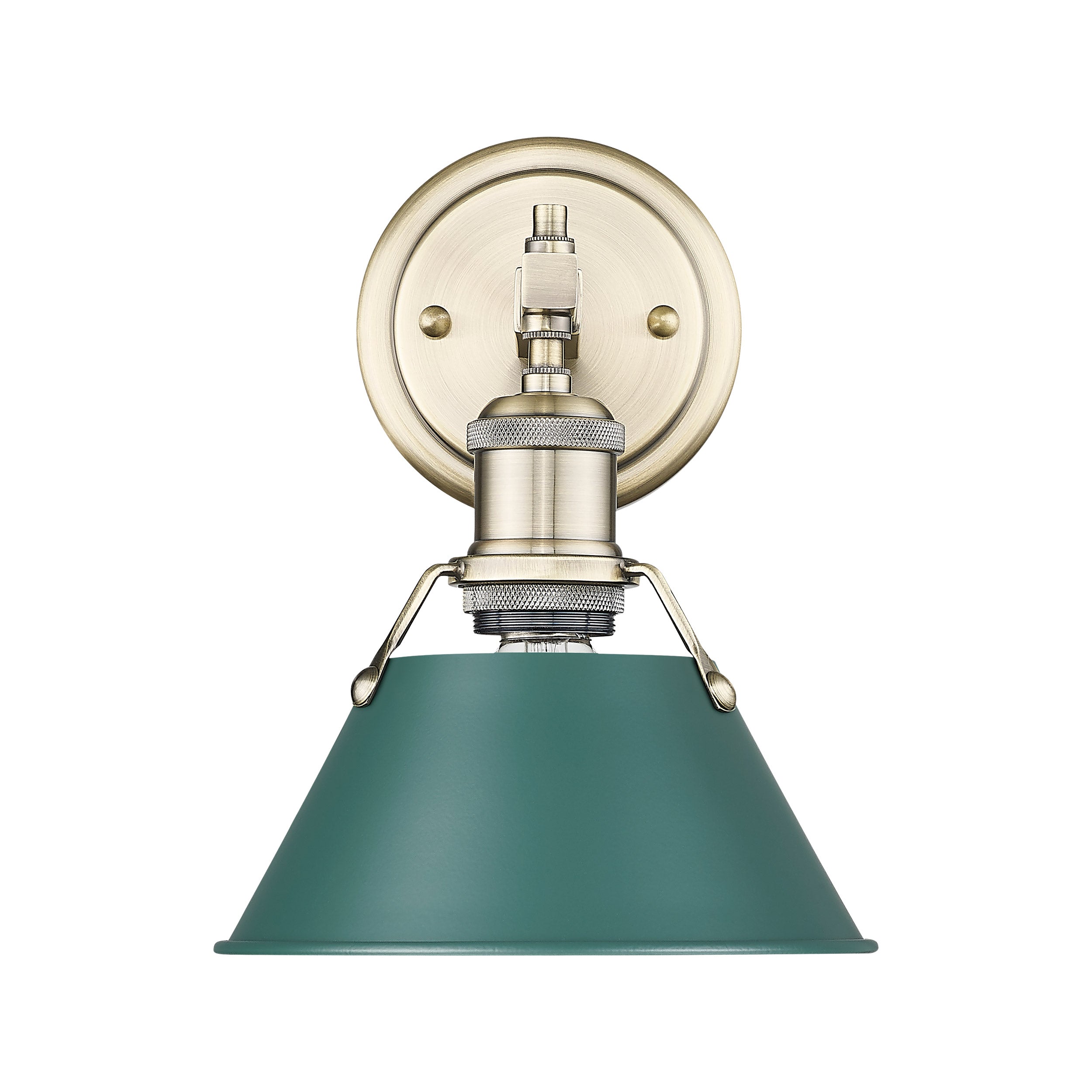 Yep by Golden Lighting Orwell 1-light Vanity in Aged Brass and Pine Green shade - - Golden Lighting