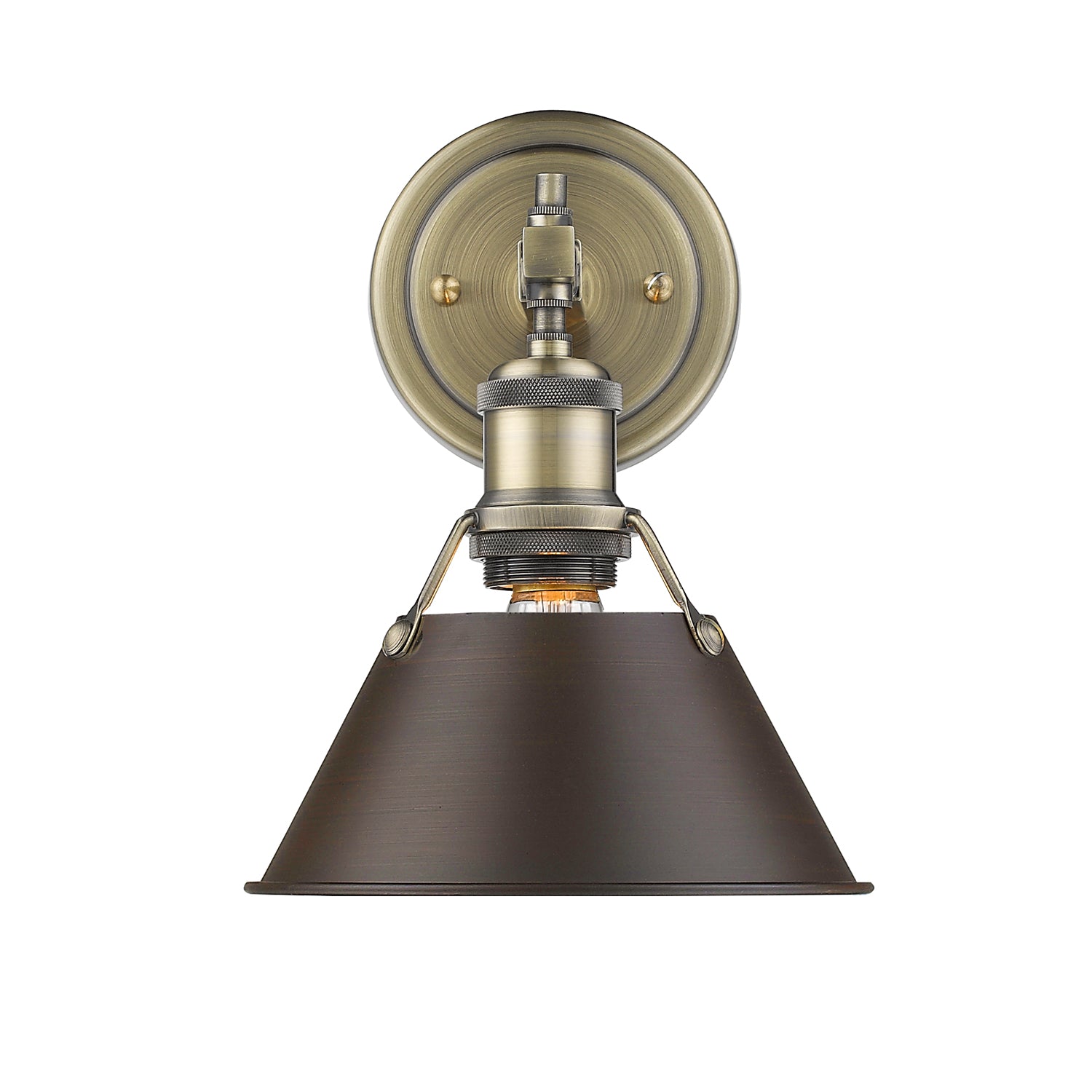 Yep by Golden Lighting Orwell 1-light Vanity in Aged Brass and Matte Black shade - - Golden Lighting