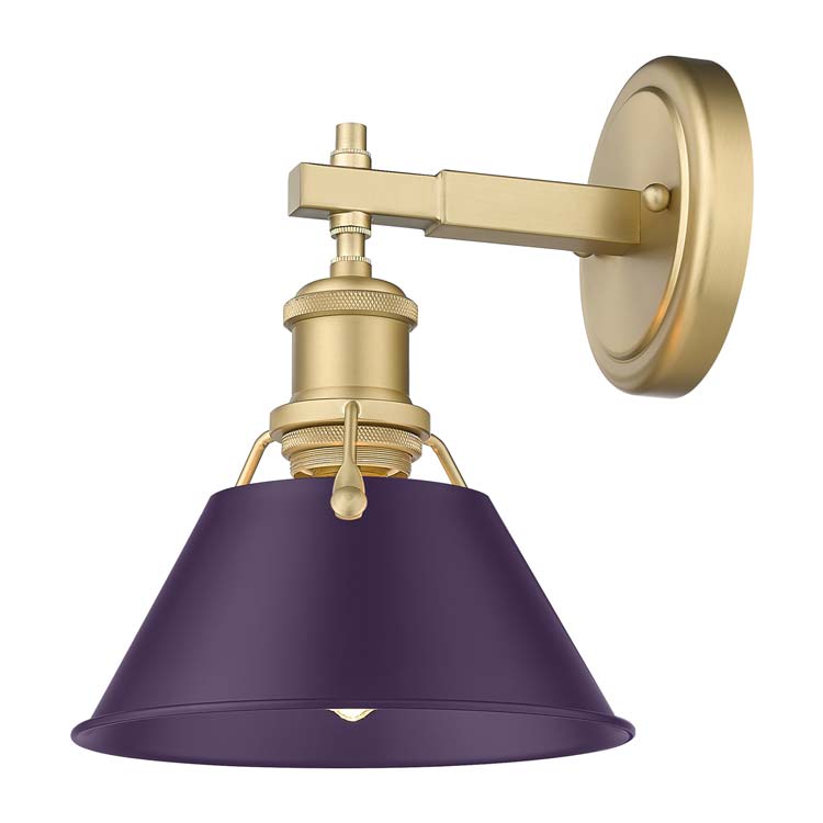 Yep by Golden Lighting Orwell 1-light Vanity in Brushed Champagne Brass and Exotic Purple shade - - Golden Lighting