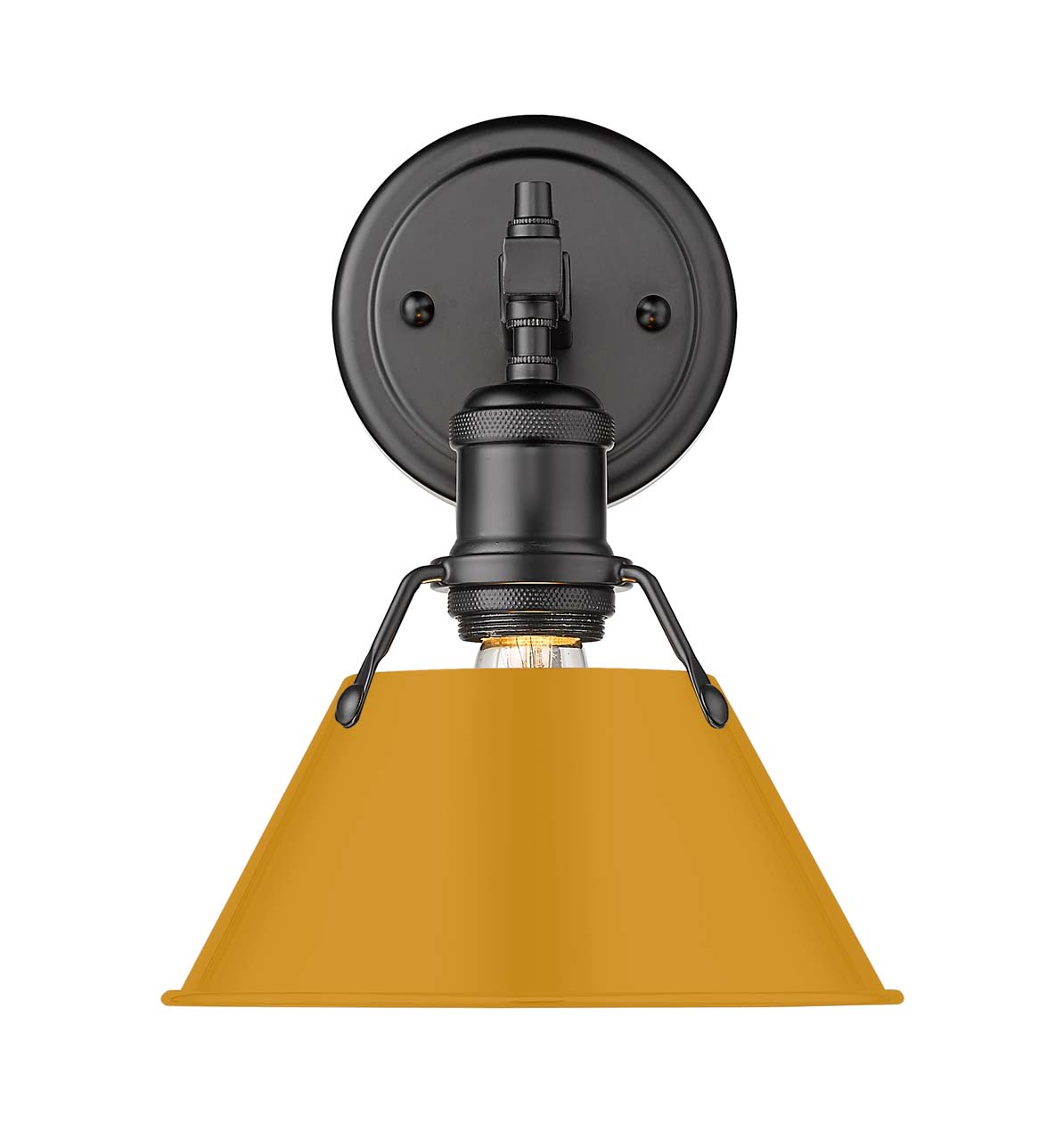 Yep by Golden Lighting Orwell 1-light Vanity in Matte Black and Auric Yellow shade - - Golden Lighting