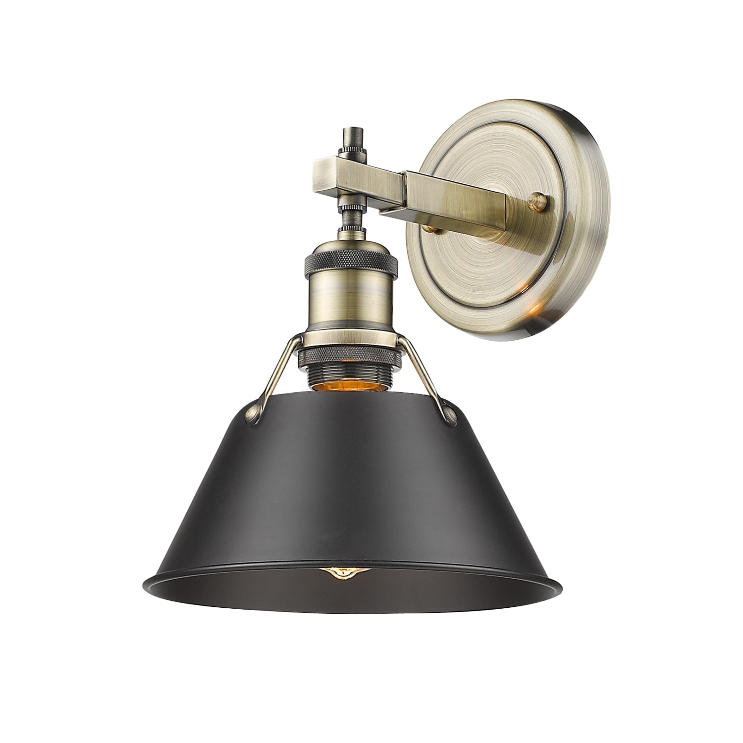 Yep by Golden Lighting Orwell 1-light Vanity in Aged Brass and Matte Black shade - Default Title - Golden Lighting
