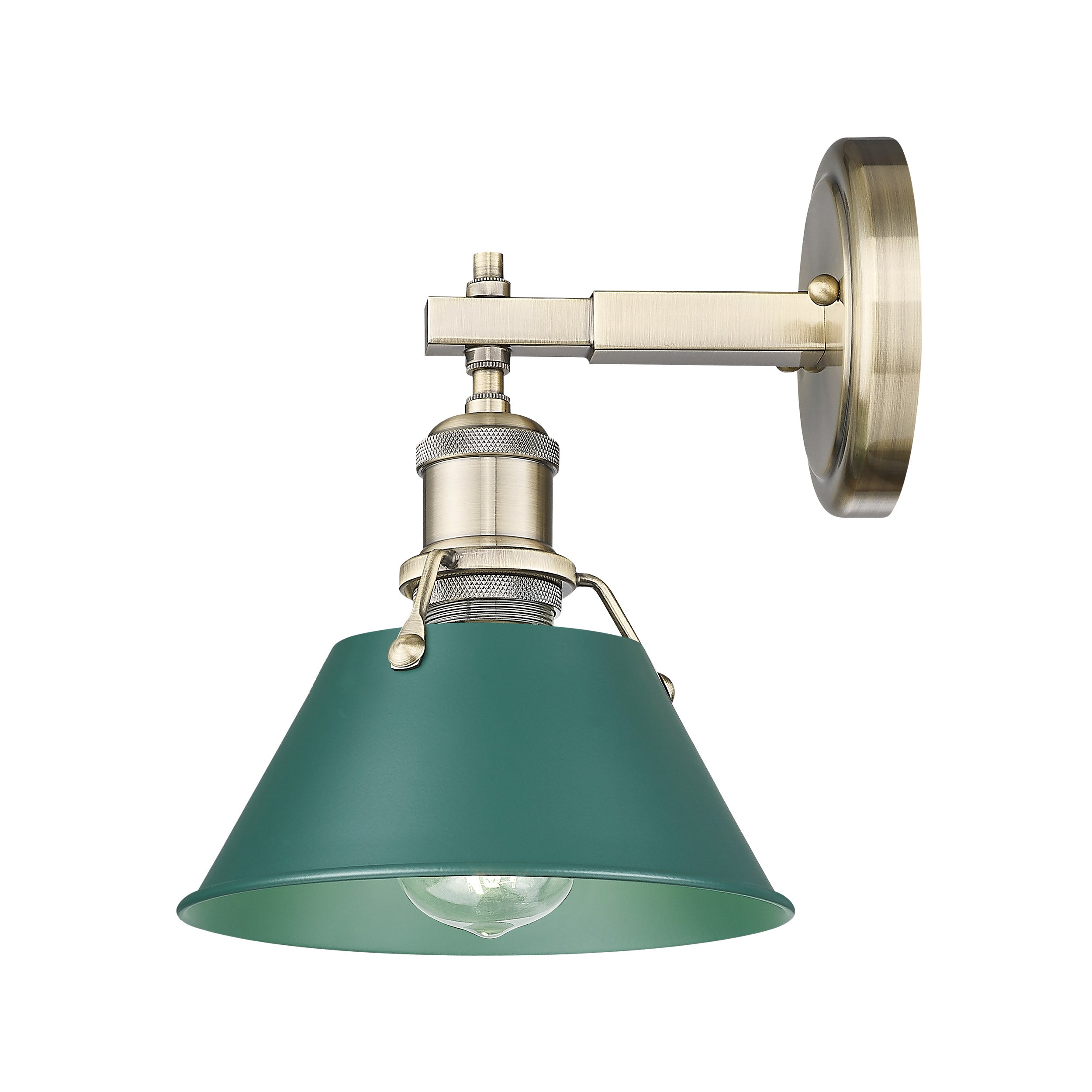Yep by Golden Lighting Orwell 1-light Vanity in Aged Brass and Pine Green shade - - Golden Lighting