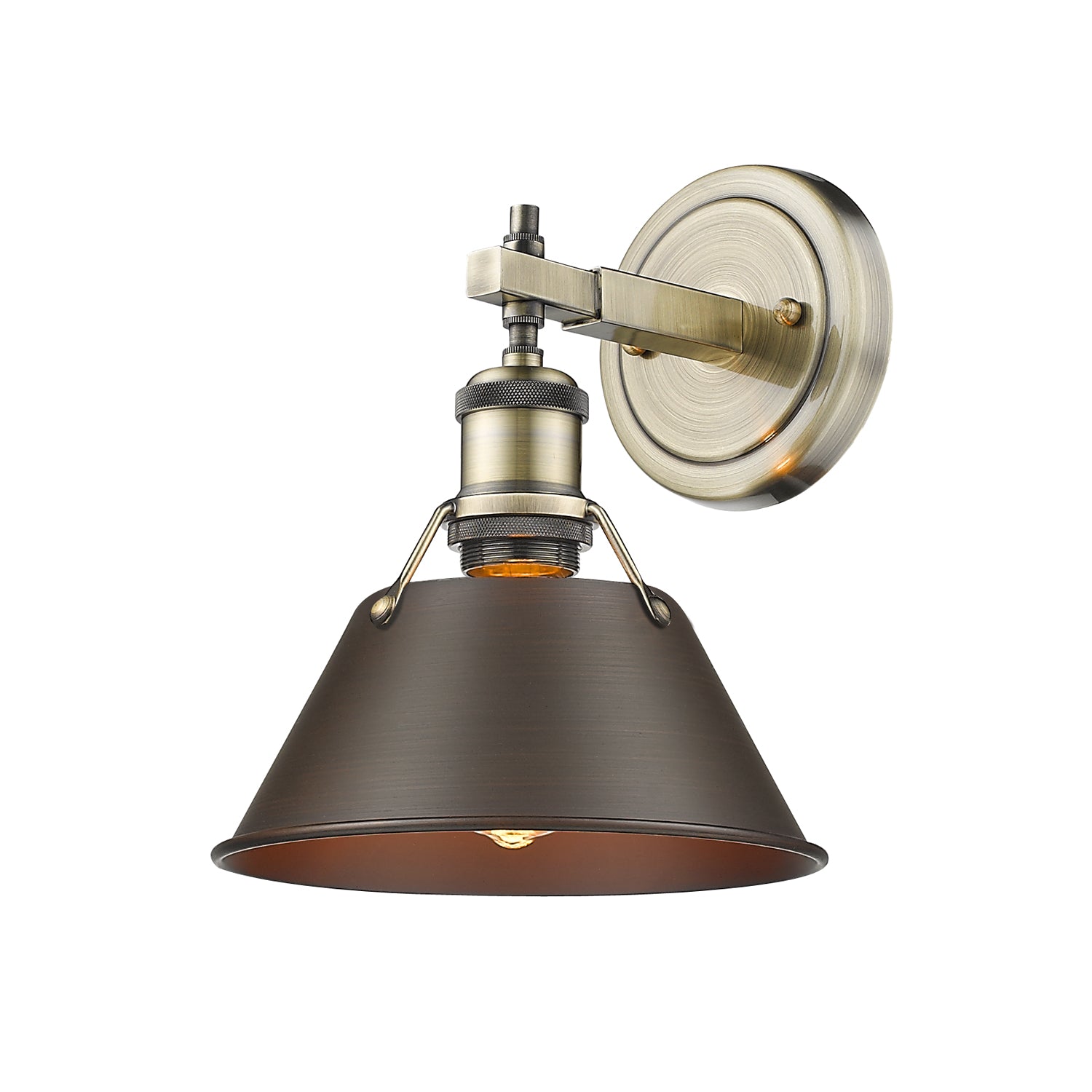 Yep by Golden Lighting Orwell 1-light Vanity in Aged Brass and Rubbed Bronze shade - - Golden Lighting