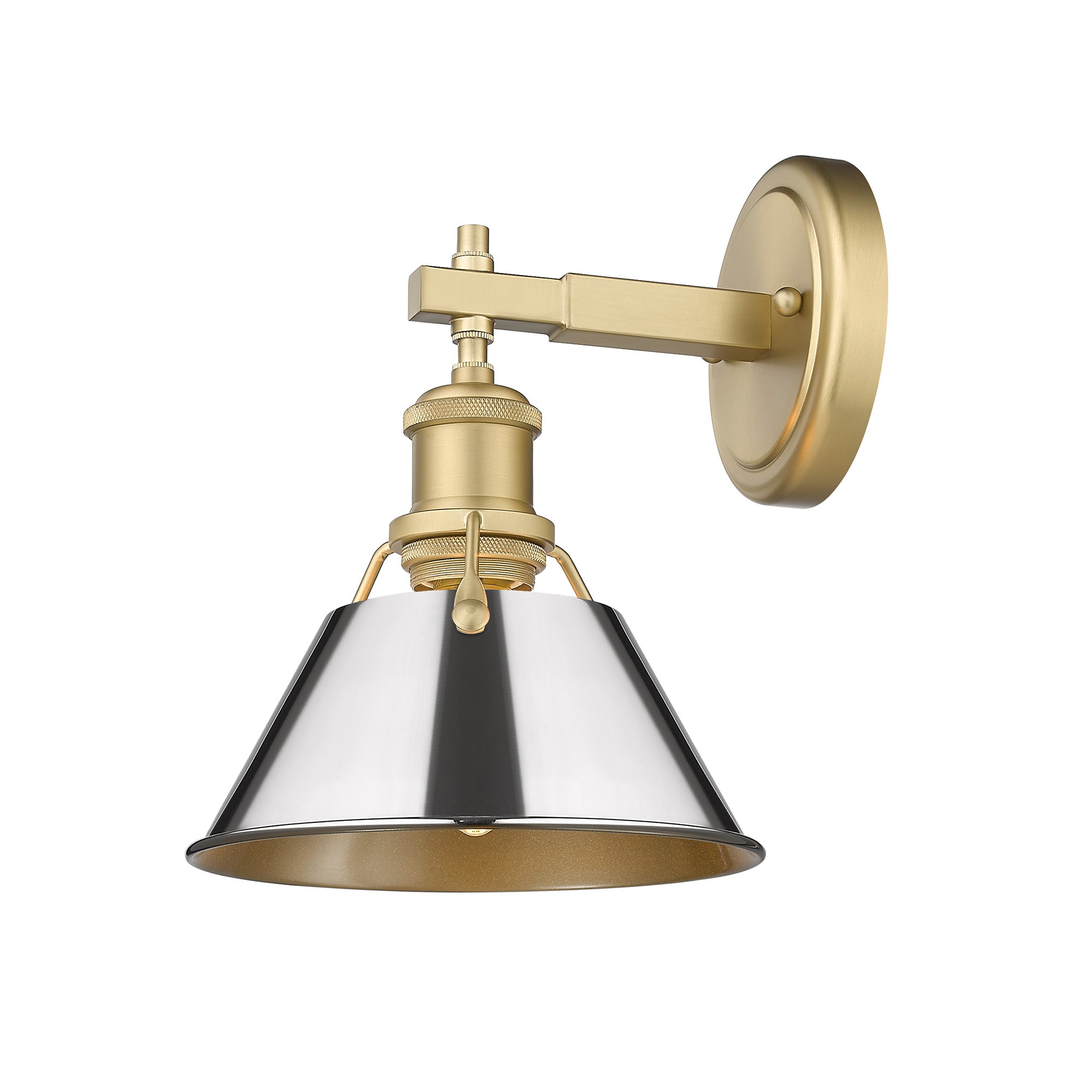 Yep by Golden Lighting Orwell 1-light Vanity in Brushed Champagne Brass and Chrome shade - - Golden Lighting