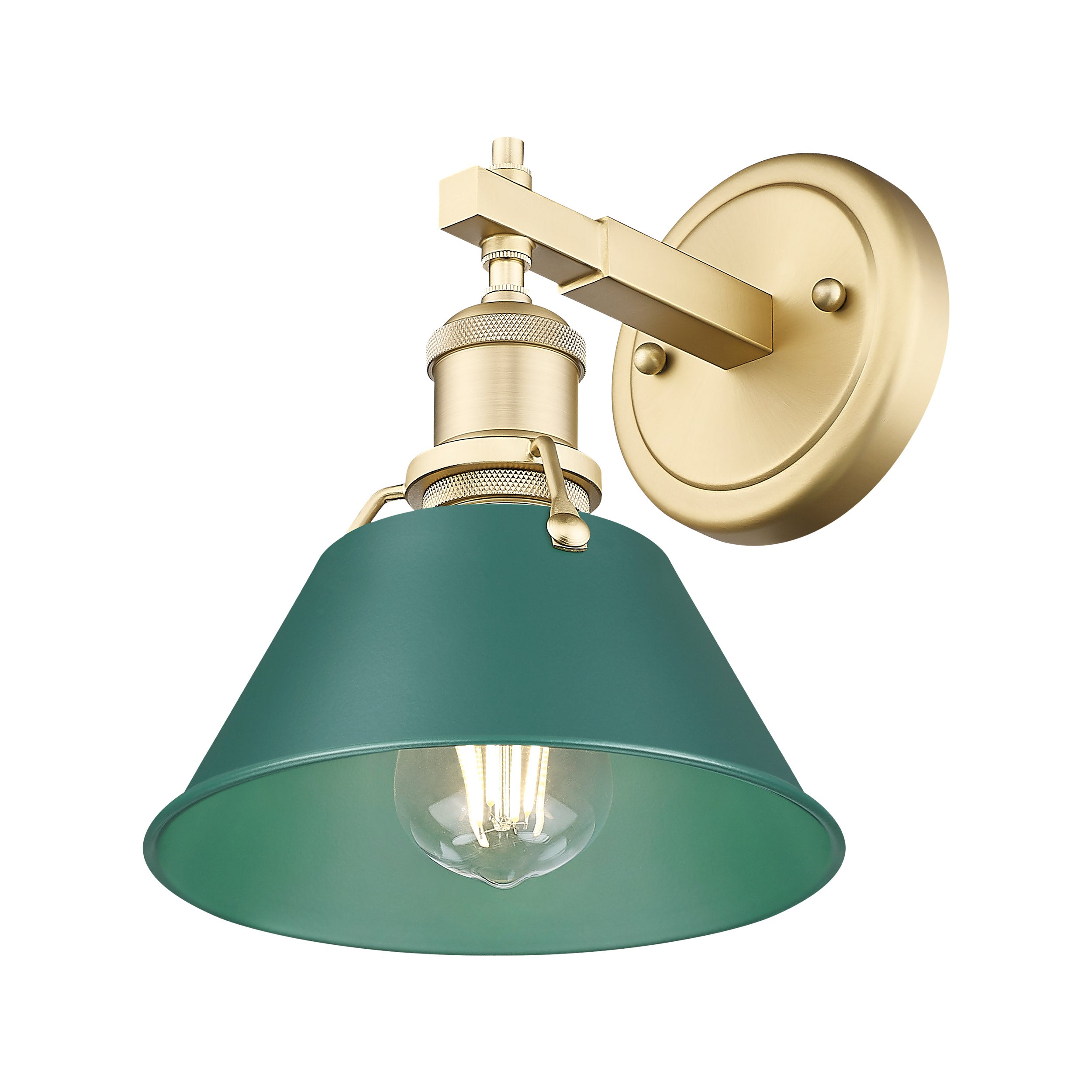 Yep by Golden Lighting Orwell 1-light Vanity in Brushed Champagne Brass and Pine Green shade - Default Title - Golden Lighting
