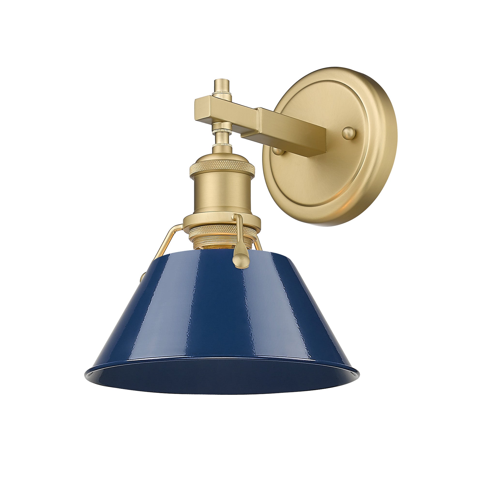 Yep by Golden Lighting Orwell 1-light Vanity in Brushed Champagne Brass and Navy Blue shade - Default Title - Golden Lighting