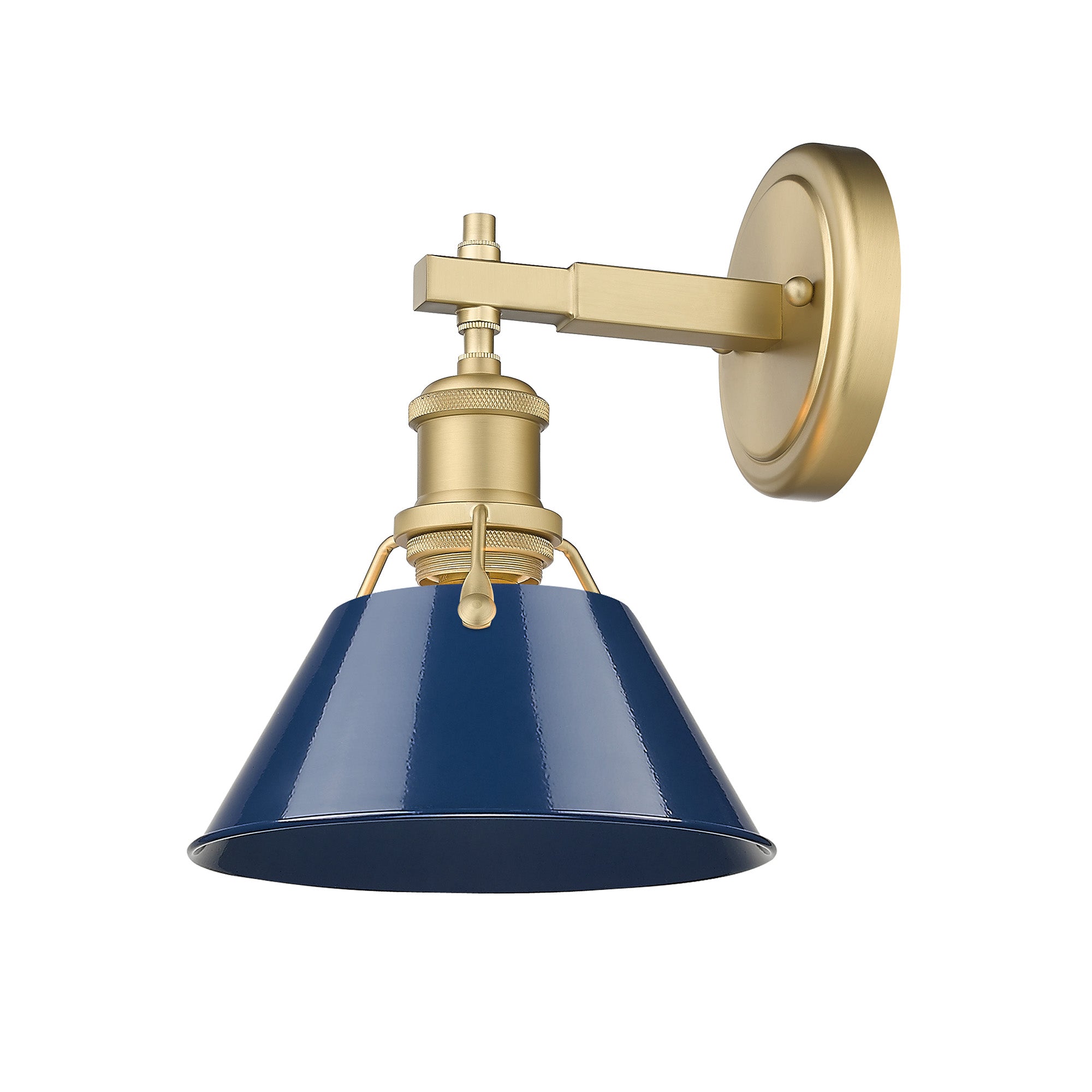 Yep by Golden Lighting Orwell 1-light Vanity in Brushed Champagne Brass and Navy Blue shade - - Golden Lighting