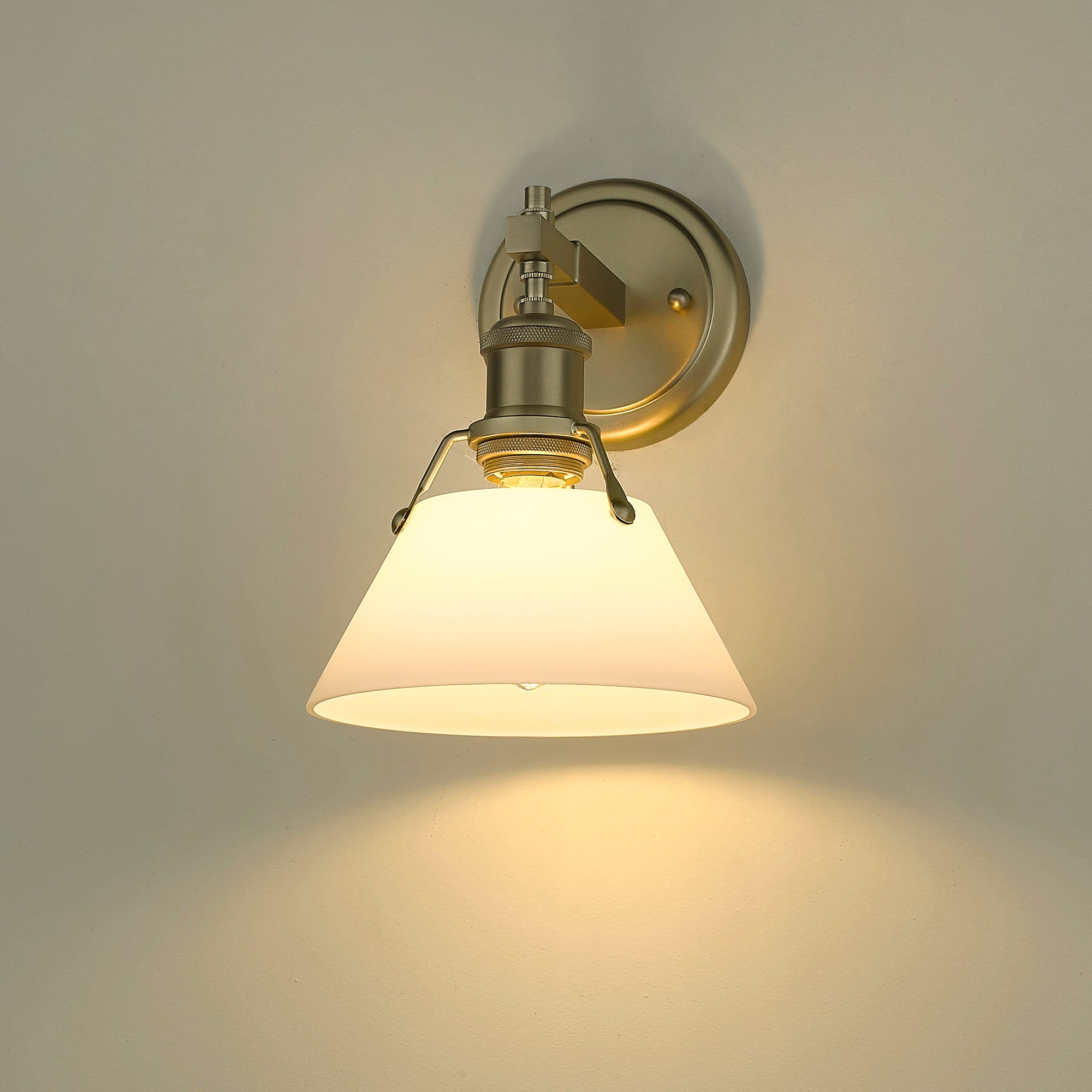 Yep by Golden Lighting Orwell 1-light Vanity in Brushed Champagne Brass and Opal Glass - - Golden Lighting