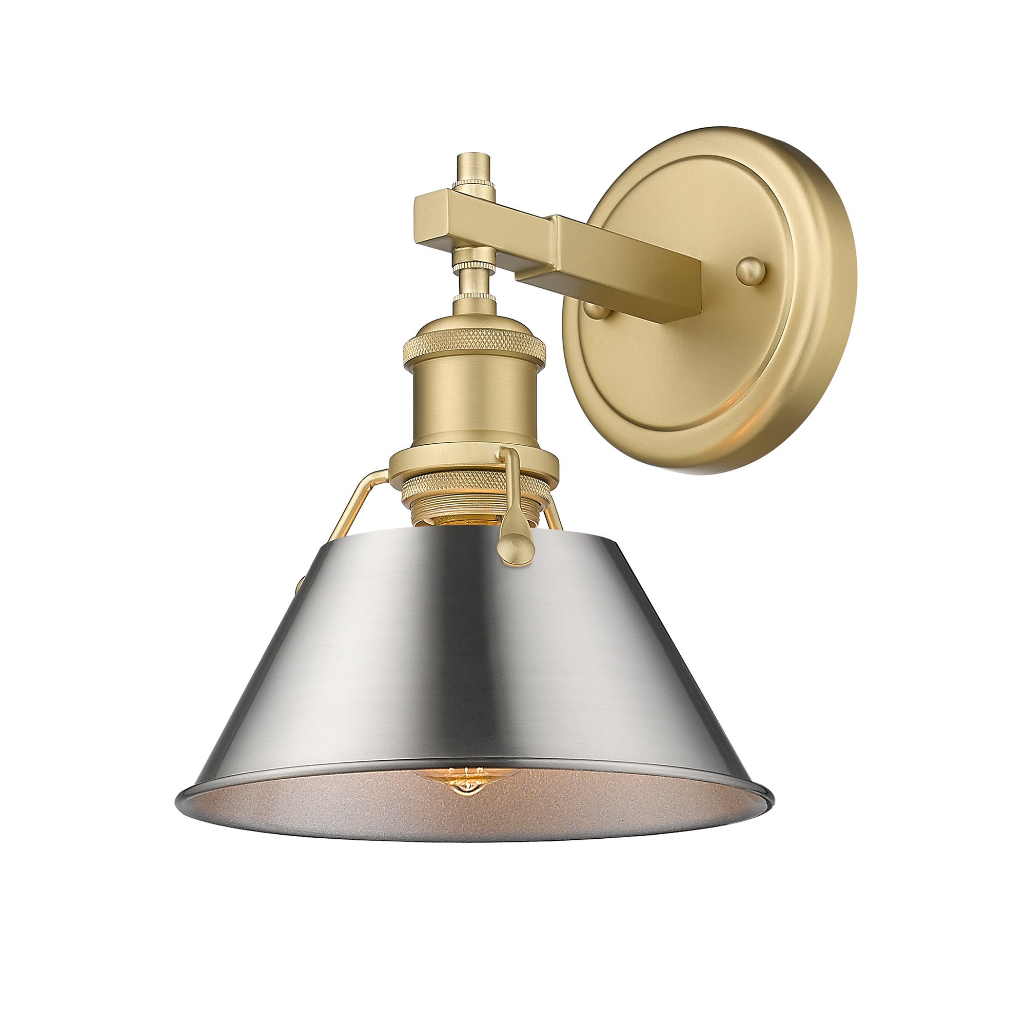 Yep by Golden Lighting Orwell 1-light Vanity in Brushed Champagne Brass and Pewter shade