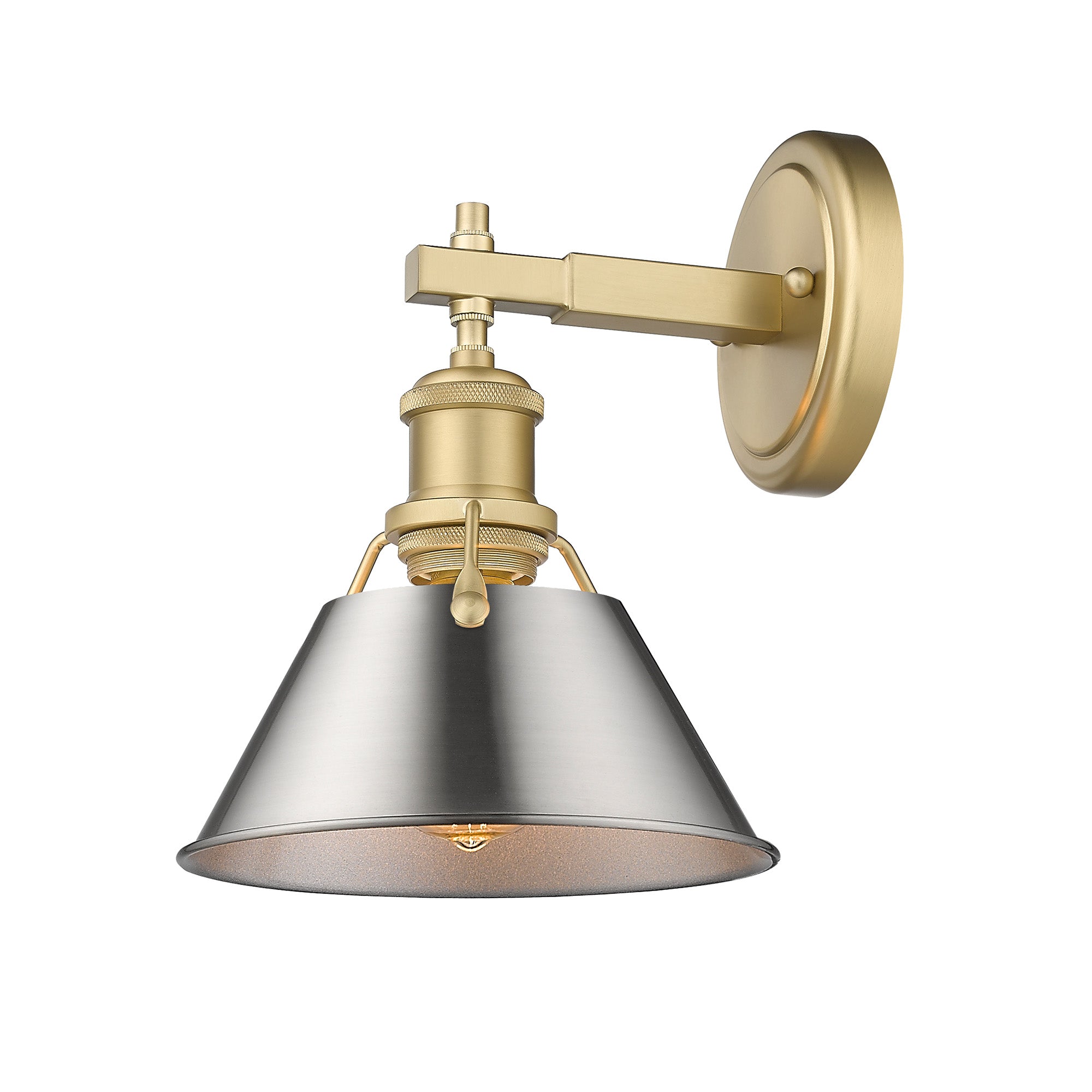 Yep by Golden Lighting Orwell 1-light Vanity in Brushed Champagne Brass and Pewter shade - - Golden Lighting