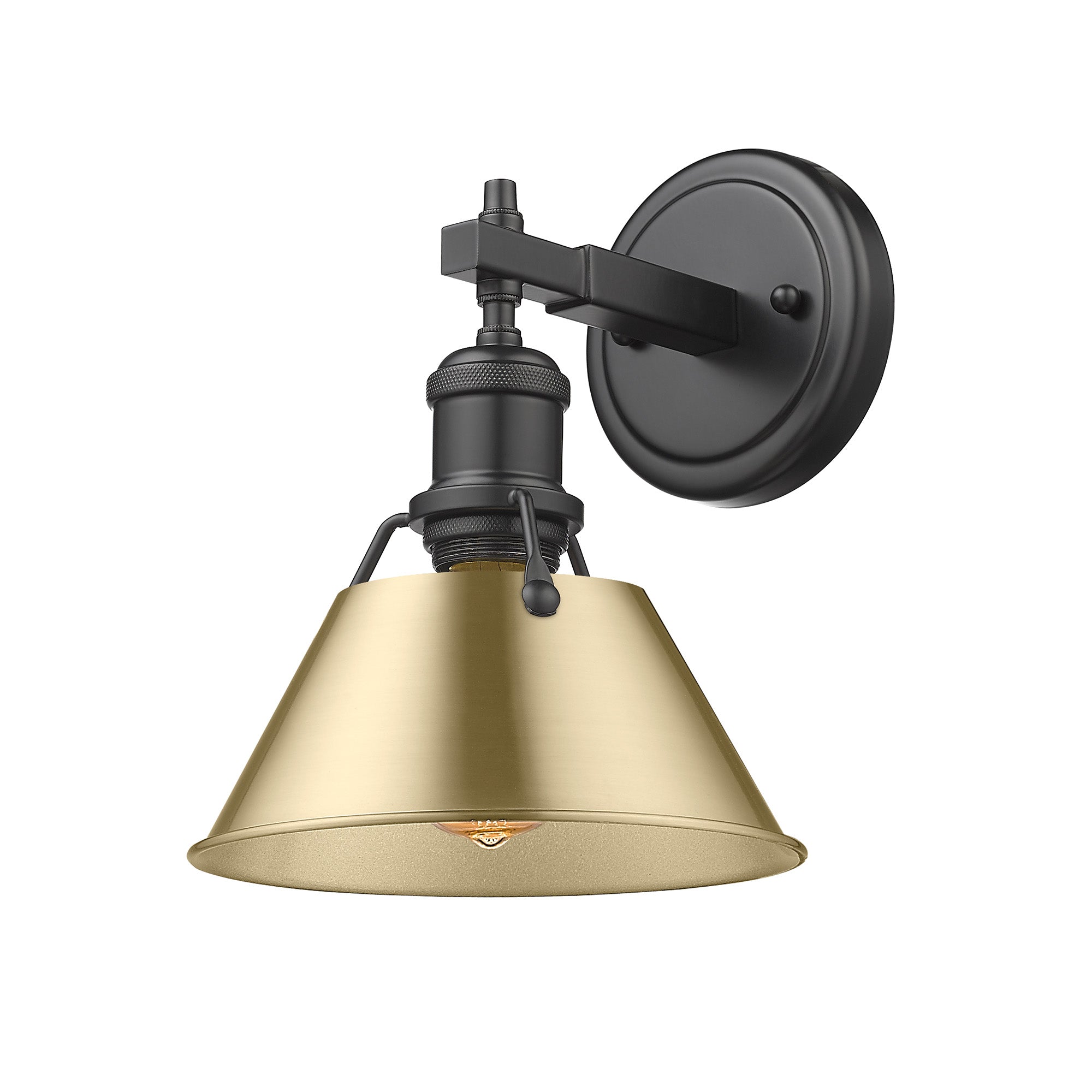 Yep by Golden Lighting Orwell 1-light Vanity in Matte Black and Brushed Champagne Brass shade - - Golden Lighting