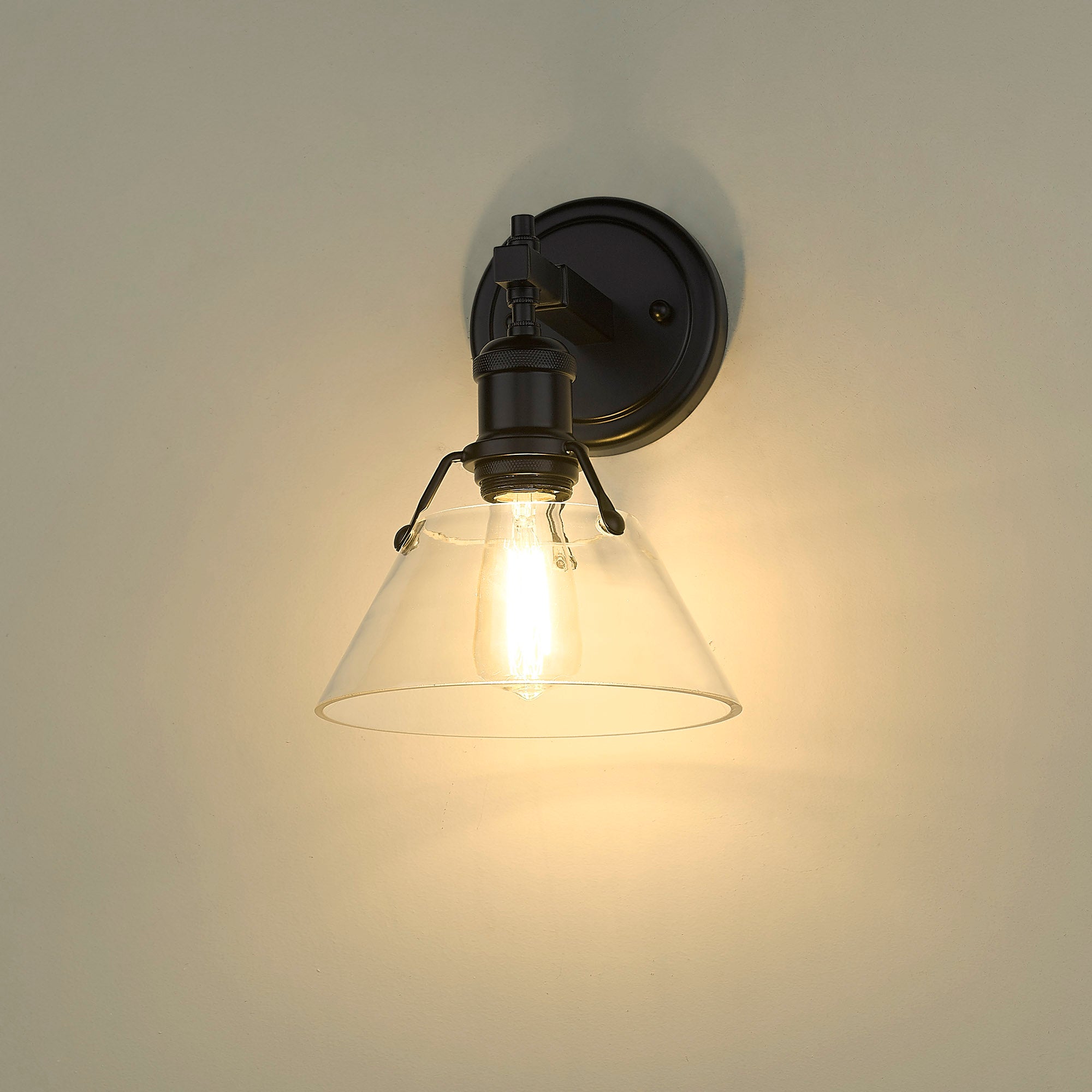 Yep by Golden Lighting Orwell 1-light Vanity in Matte Black and Clear Glass - - Golden Lighting
