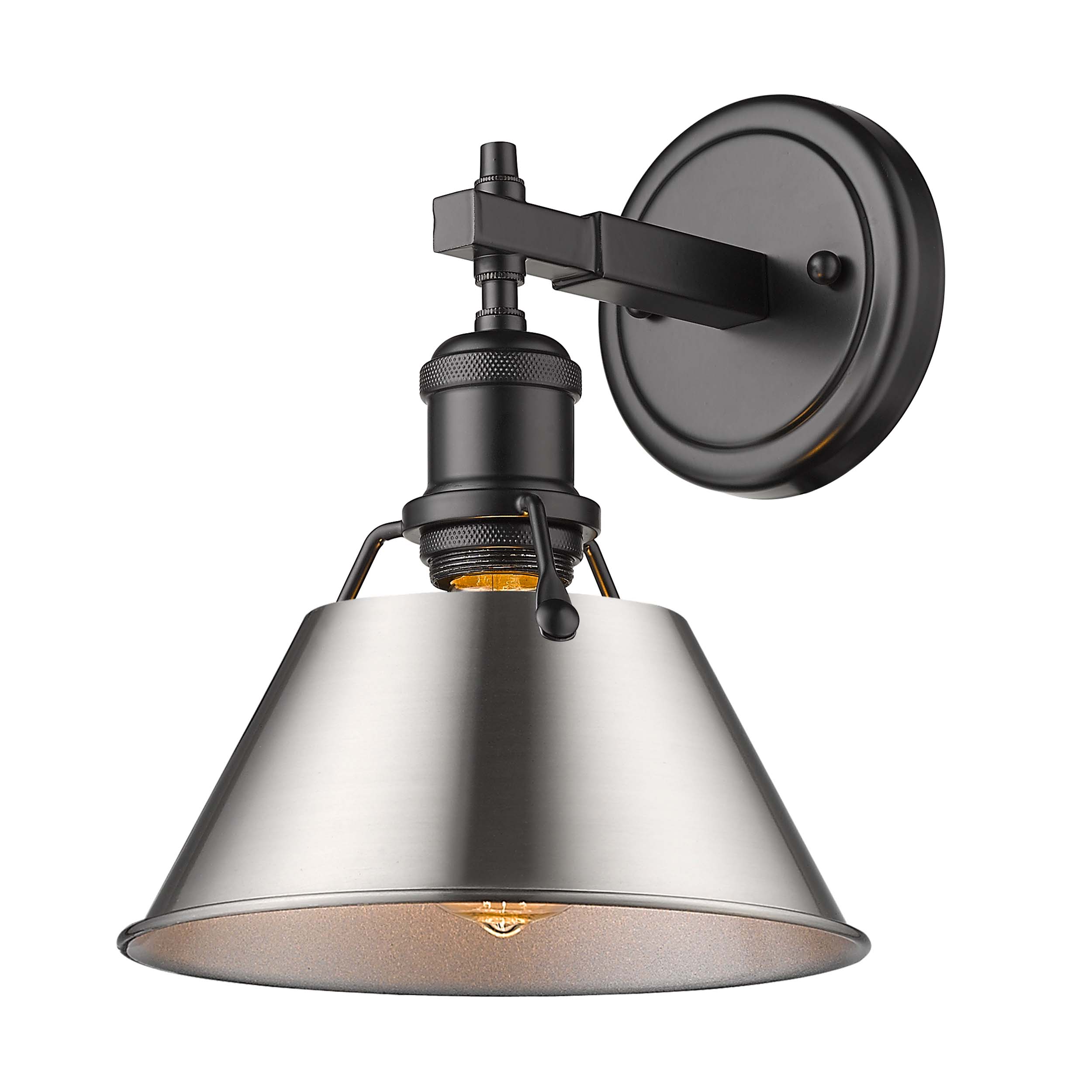 Yep by Golden Lighting Orwell 1-light Vanity in Matte Black and Pewter shade - Default Title - Golden Lighting