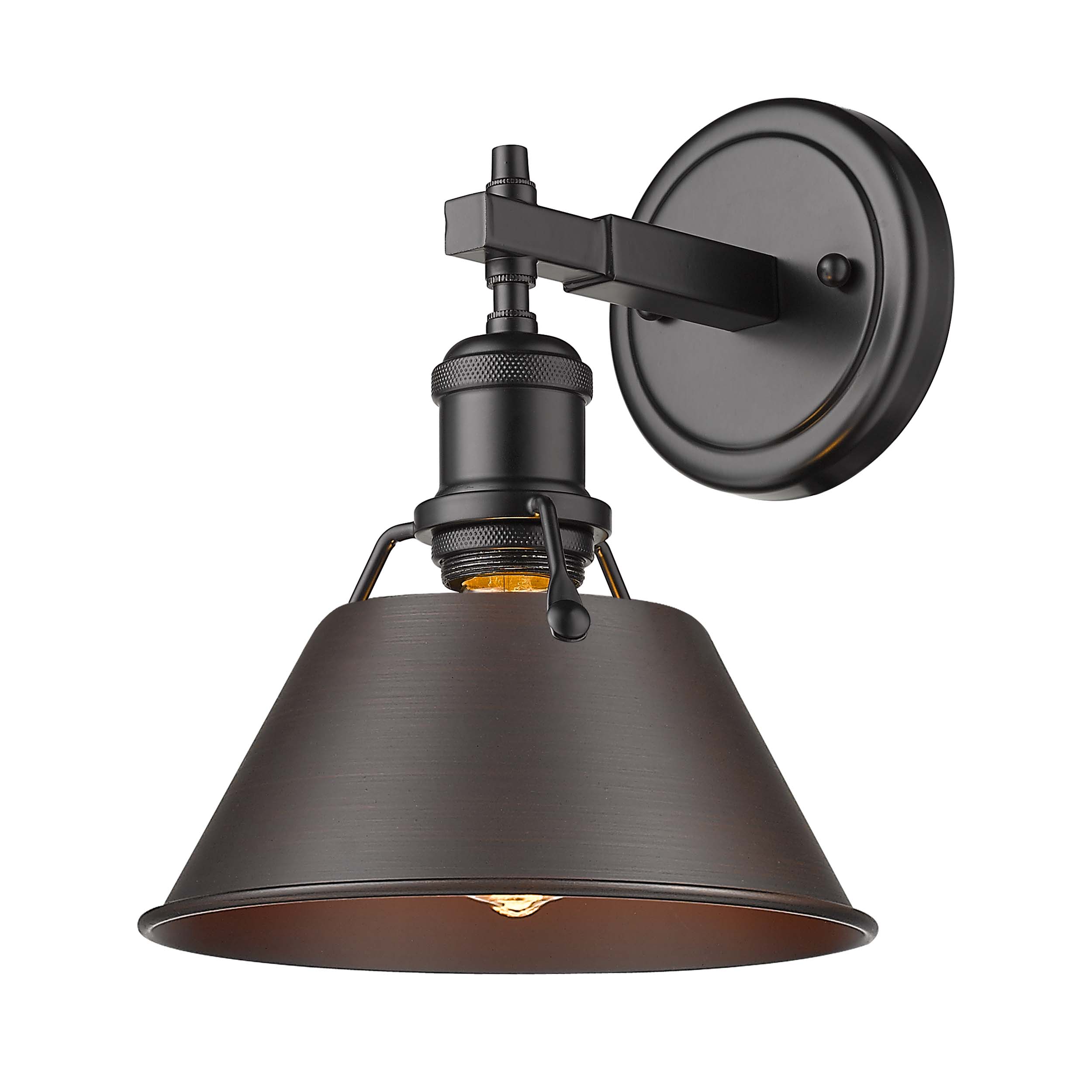 Yep by Golden Lighting Orwell 1-light Vanity in Matte Black and Rubbed Bronze shade - - Golden Lighting