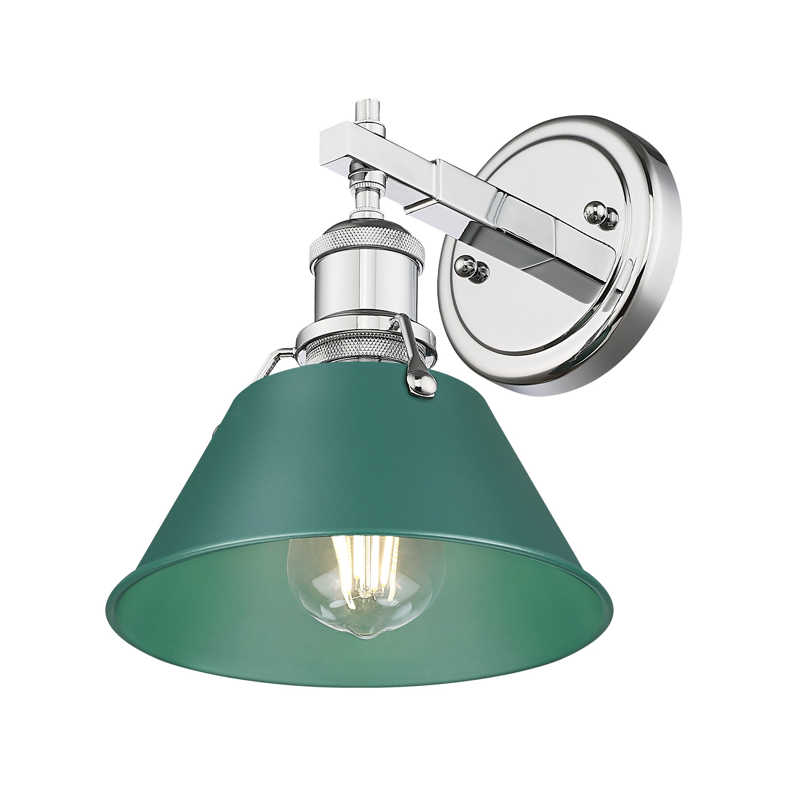 Yep by Golden Lighting Orwell 1-light Vanity in Chrome and Pine Green shade - Default Title - Golden Lighting