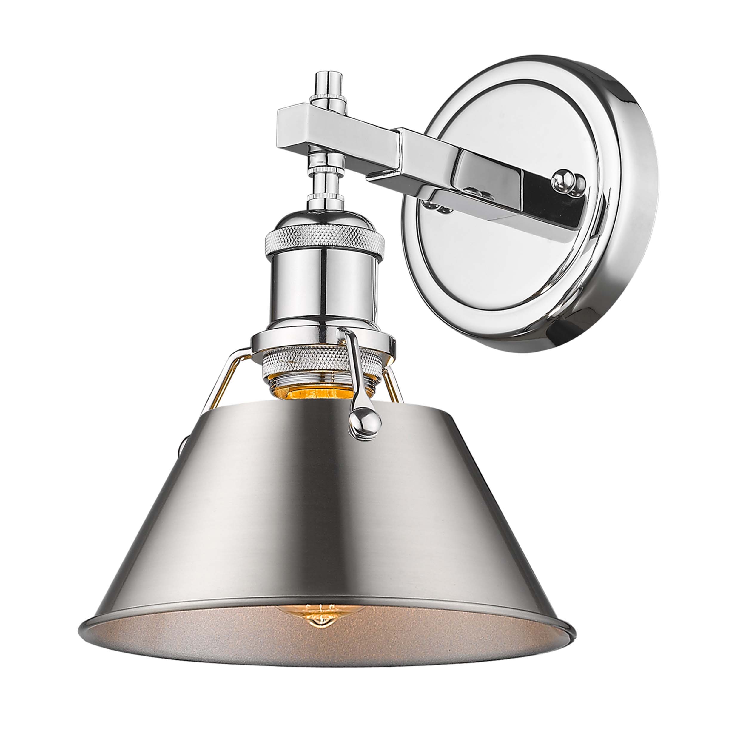 Yep by Golden Lighting Orwell 1-light Vanity in Chrome and Pewter shade - - Golden Lighting