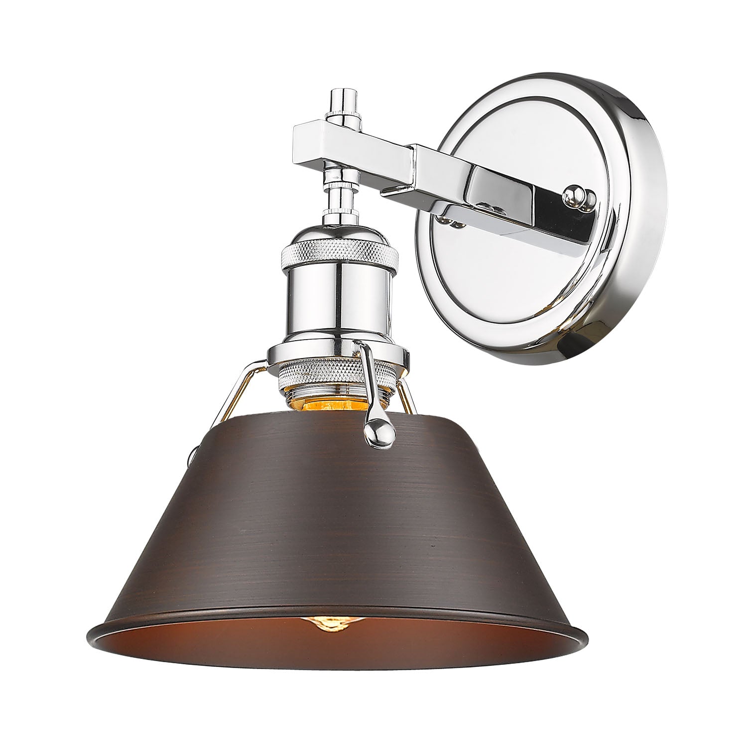 Yep by Golden Lighting Orwell 1-light Vanity in Chrome and Rubbed Bronze shade - Default Title - Golden Lighting