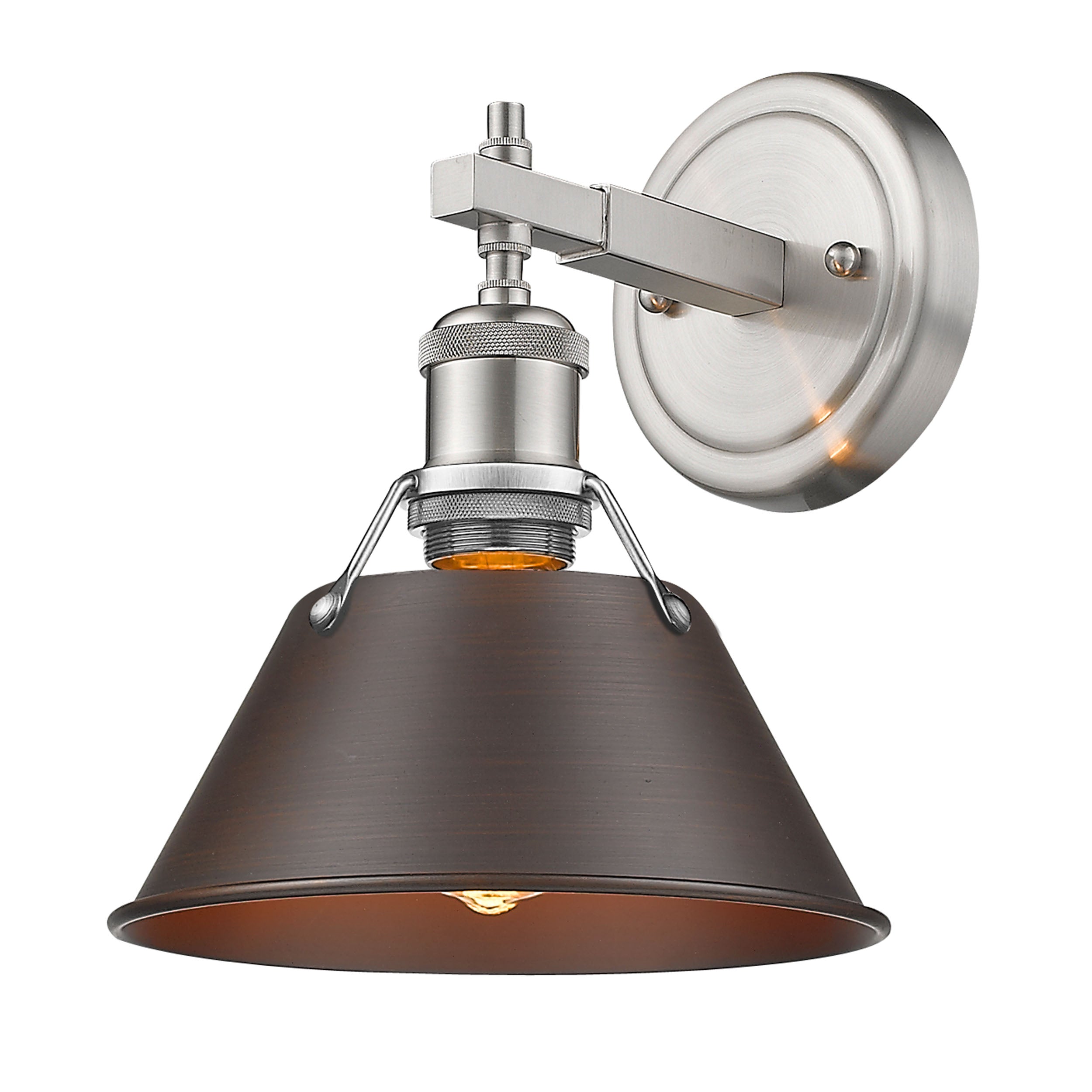 Yep by Golden Lighting Orwell 1-light Vanity in Pewter and Rubbed Bronze shade - - Golden Lighting