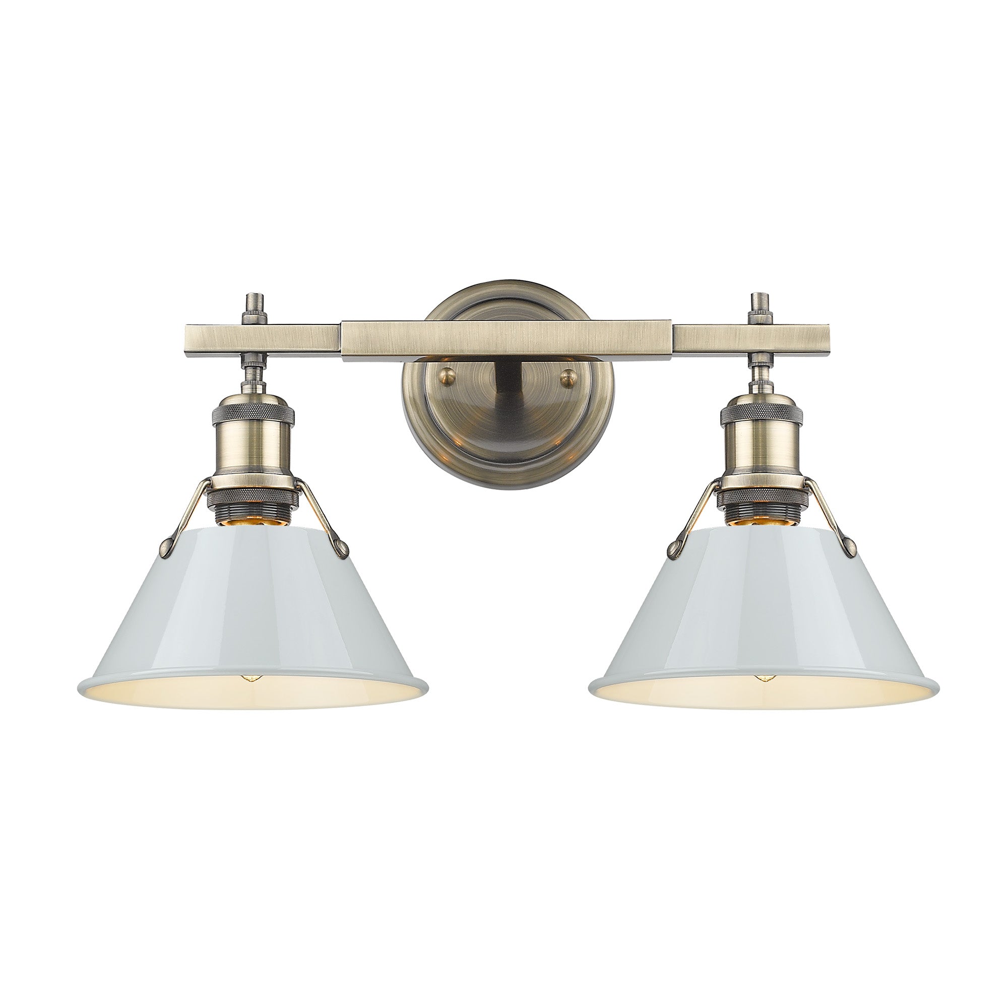 Yep by Golden Lighting Orwell 2-light Vanity in Aged Brass and Dusky Blue shade - - Golden Lighting