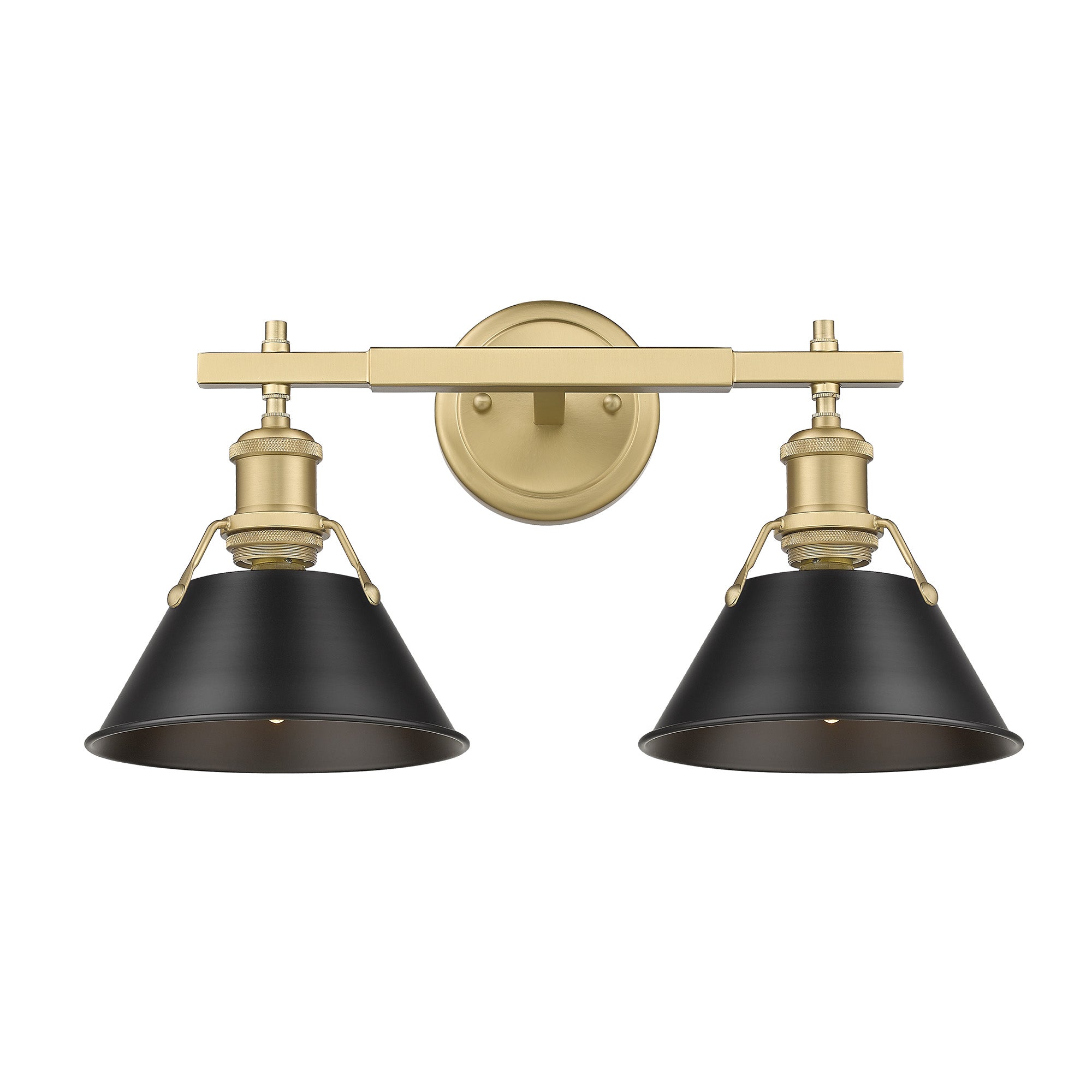 Yep by Golden Lighting Orwell 2-light Vanity in Brushed Champagne Brass and Matte Black shade - - Golden Lighting