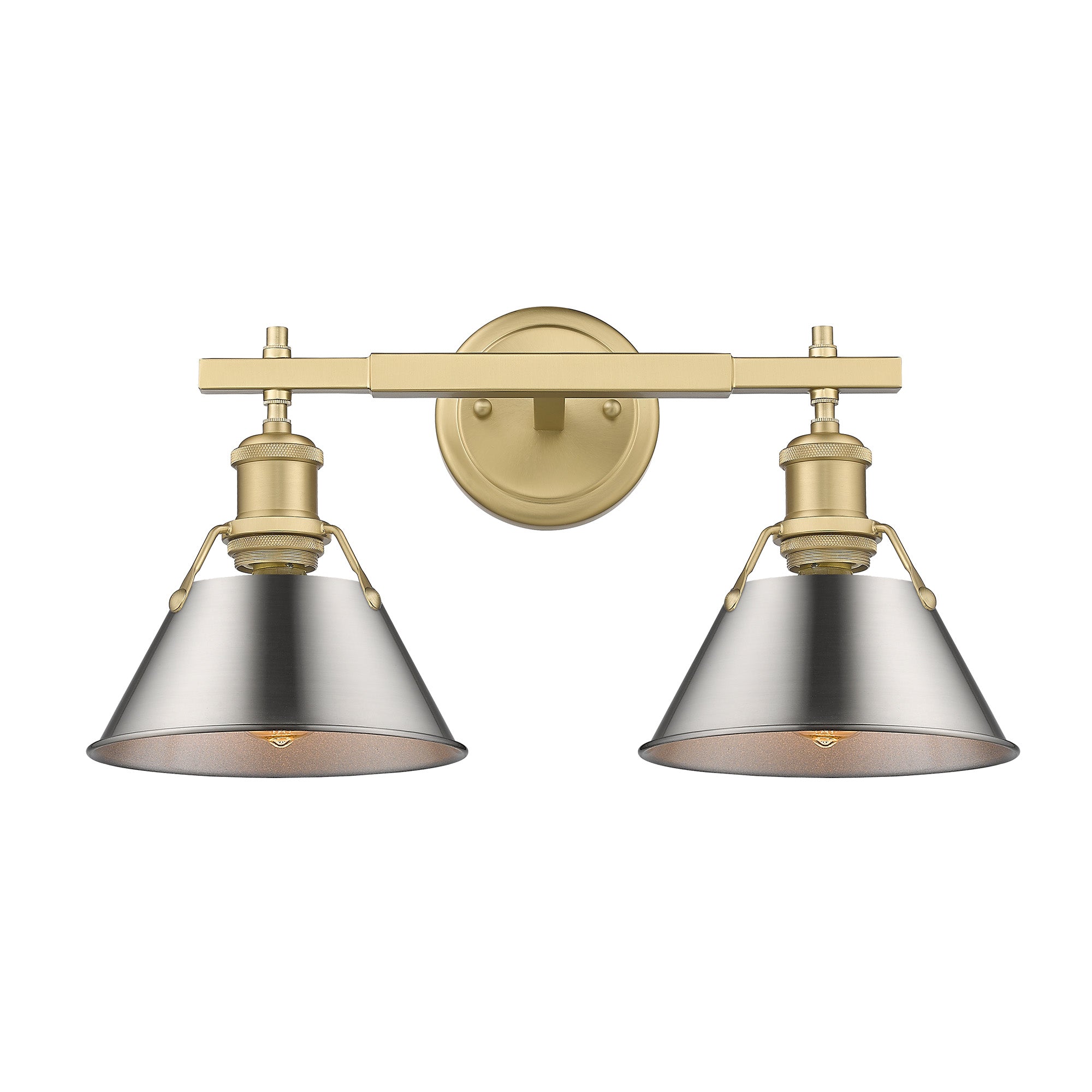 Yep by Golden Lighting Orwell 2-light Vanity in Brushed Champagne Brass and Pewter shade - - Golden Lighting