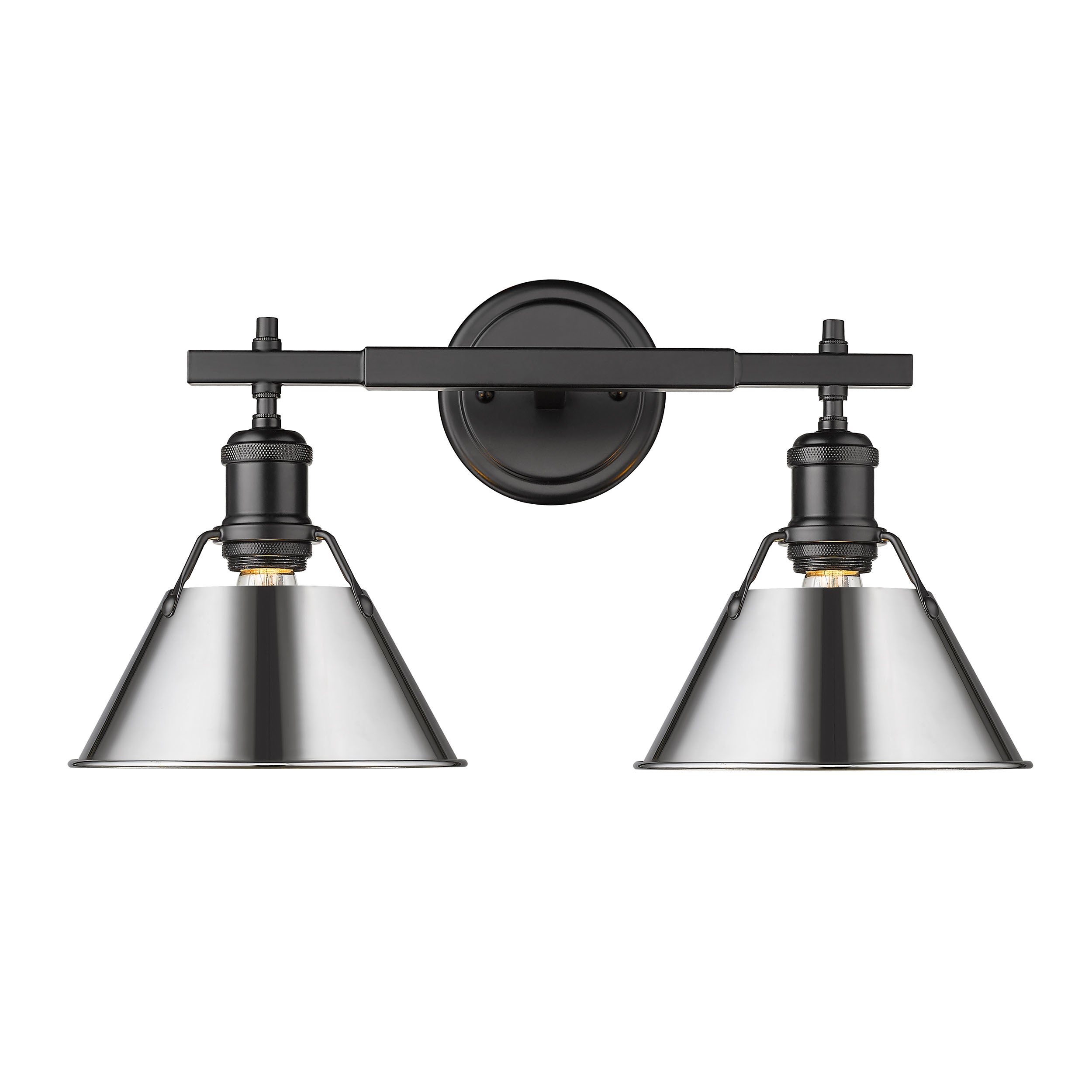 Yep by Golden Lighting Orwell 2-light Vanity in Matte Black and Chrome shade - - Golden Lighting